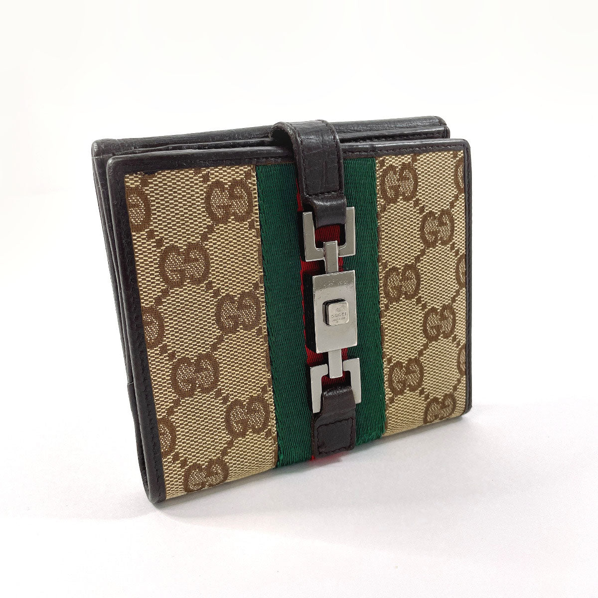 GUCCI Bifold Wallet 05474 GG canvas Brown Sherry line Jackie unisex