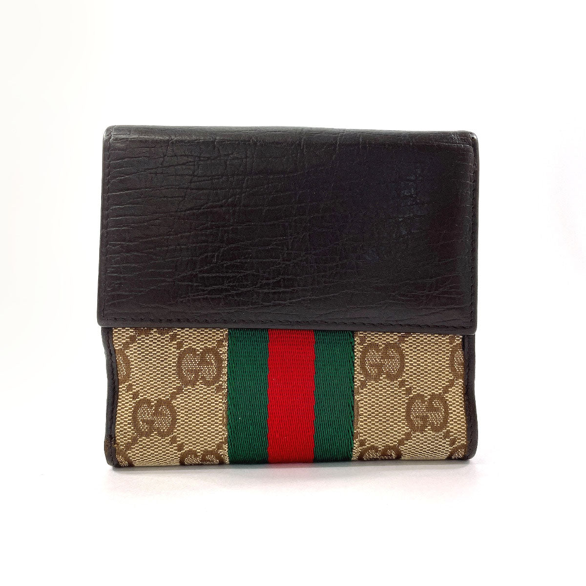 GUCCI Bifold Wallet 05474 GG canvas Brown Sherry line Jackie unisex