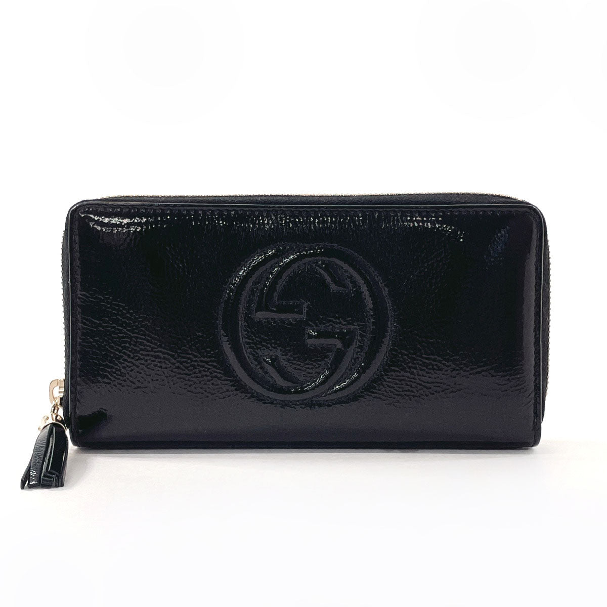 GUCCI Long Wallet Purse 308004 Patent leather black Zip Around Soho Women