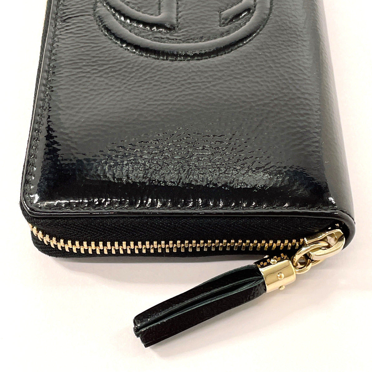 GUCCI Long Wallet Purse 308004 Patent leather black Zip Around Soho Women