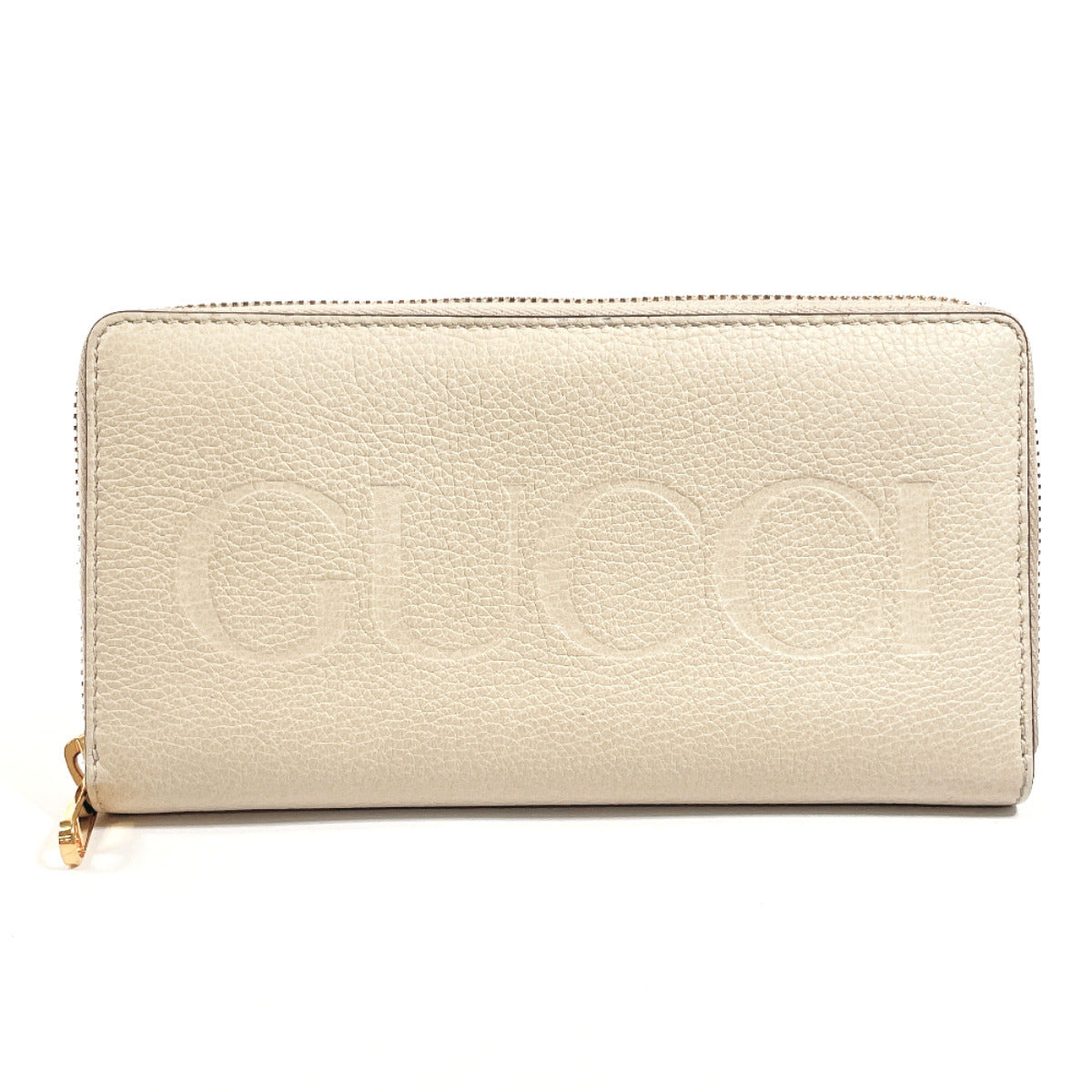 GUCCI Long Wallet Purse 658691 leather beige logo Zip Around unisex