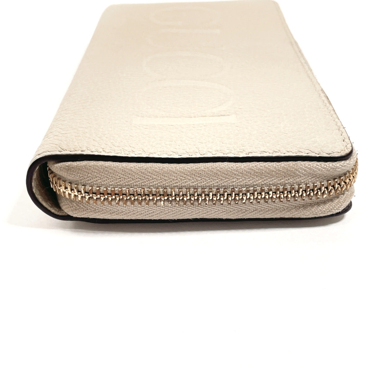 GUCCI Long Wallet Purse 658691 leather beige logo Zip Around unisex