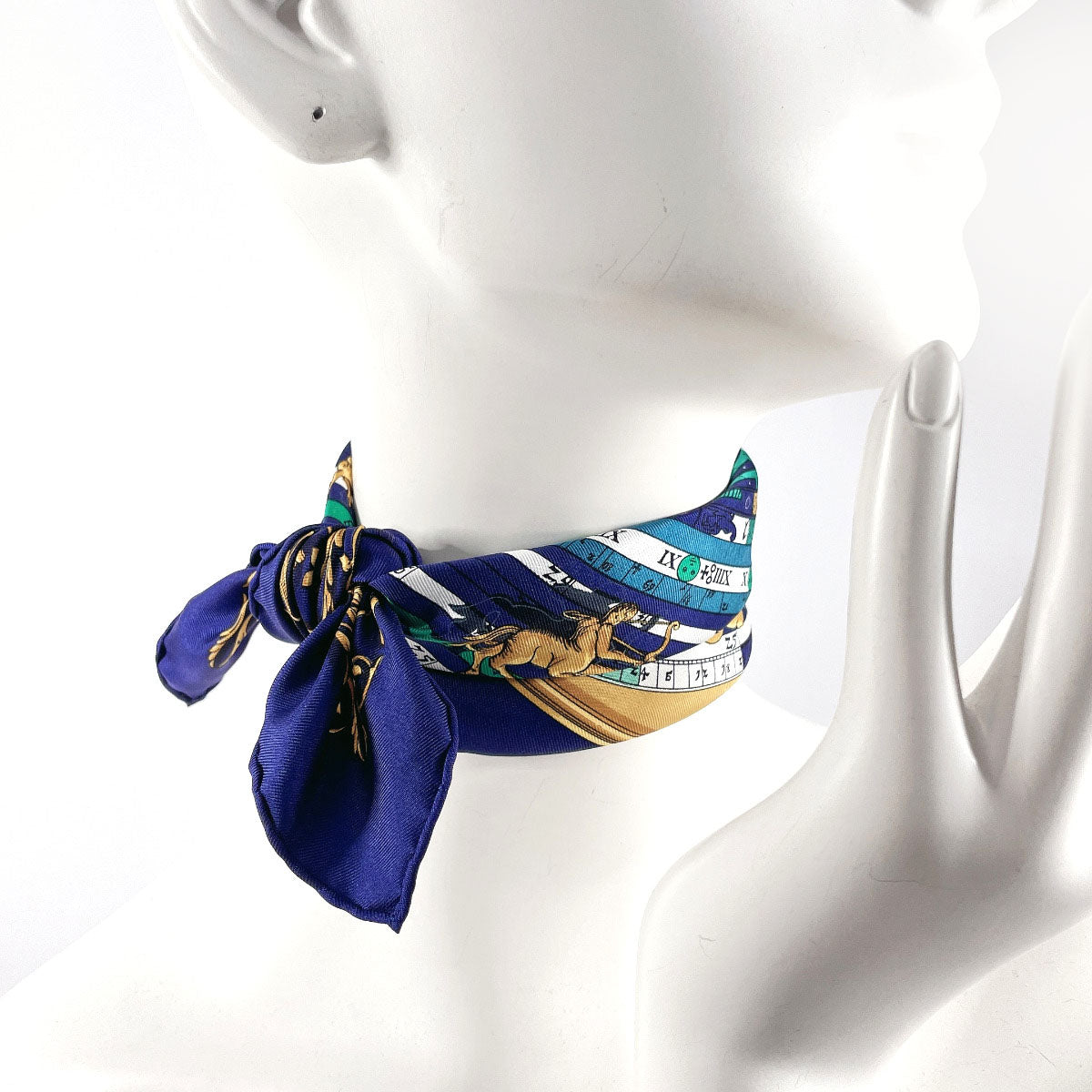 HERMES scarf Silk, 100% silk Navy Carre 45 DIES ET HORE Astrology Women  d