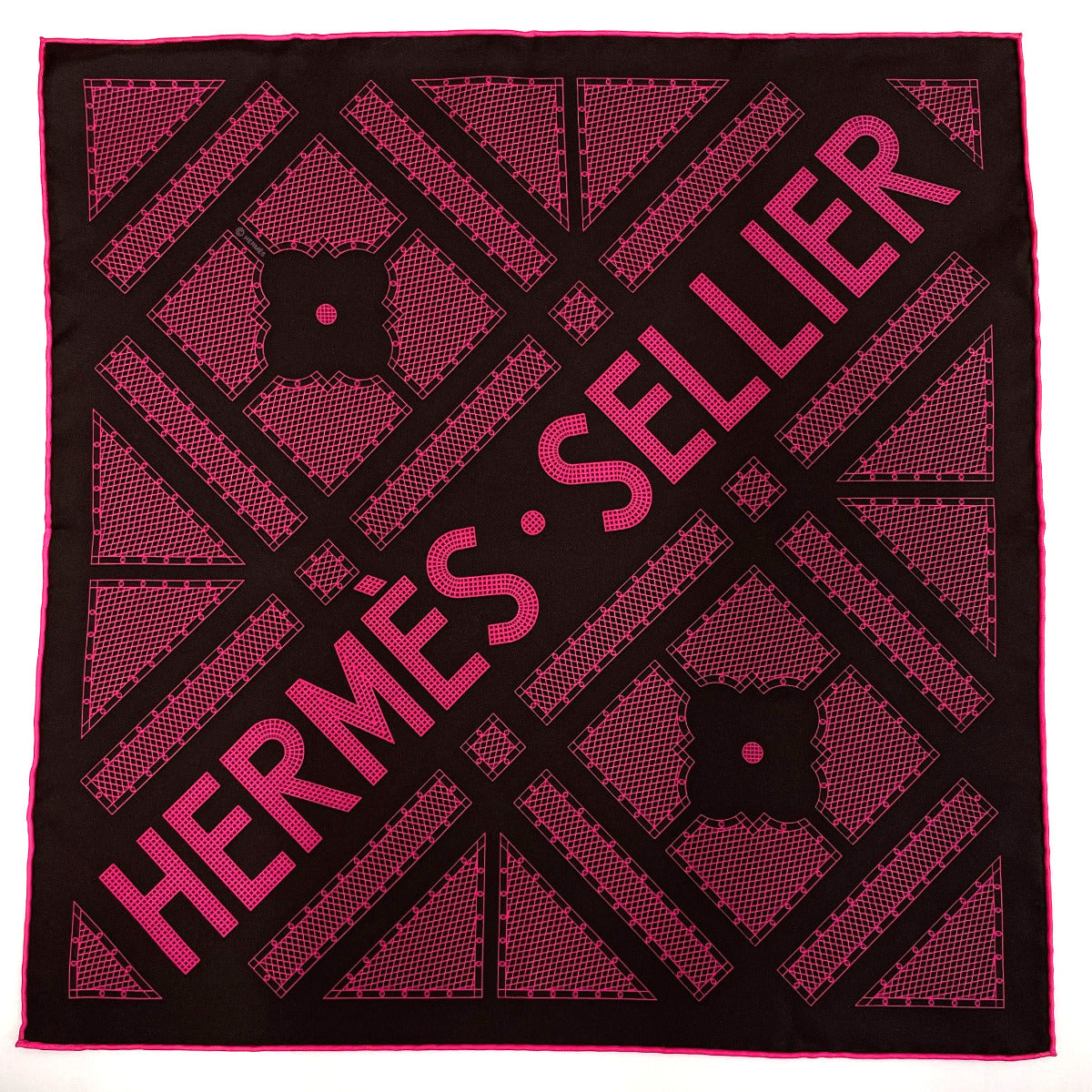 HERMES scarf Silk, 100% silk gray Serie Carre 45 Women  d