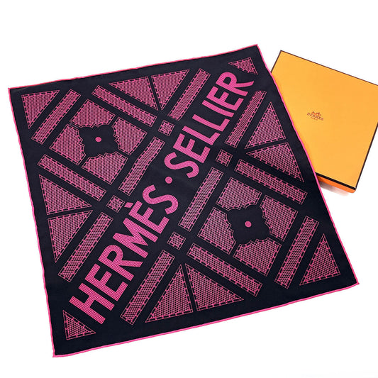 HERMES scarf Silk, 100% silk gray Serie Carre 45 Women  d