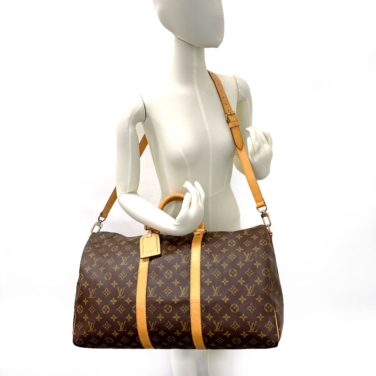 LOUIS VUITTON Boston Duffel bag M41416 Monogram canvas, tanned leather Brown Keepall  bandouliere 50 unisex  d