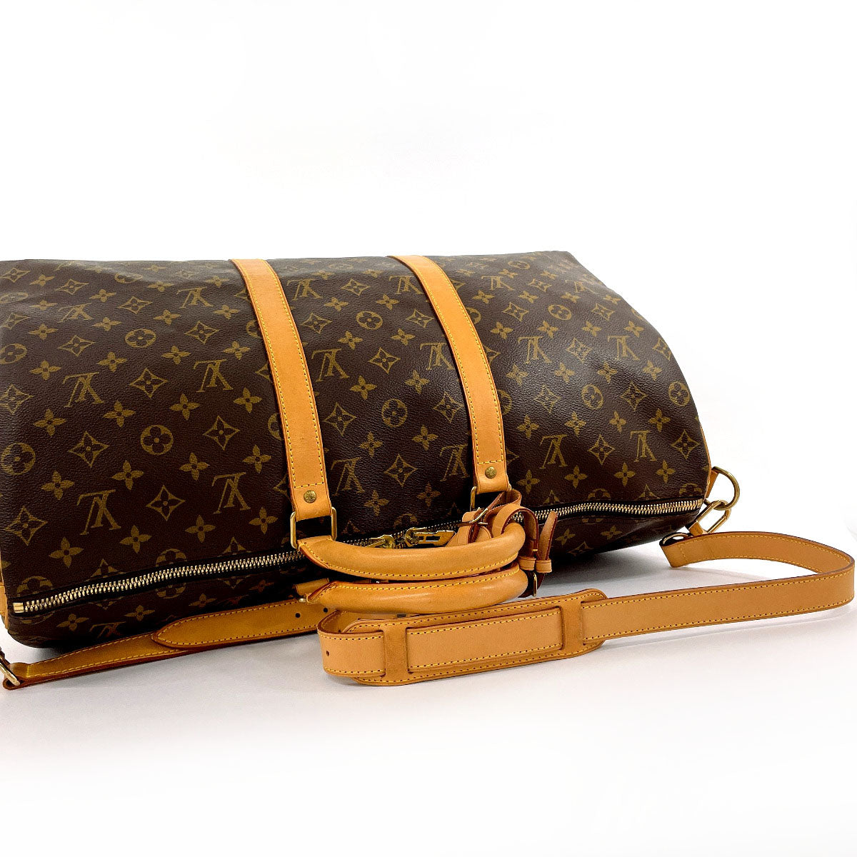 LOUIS VUITTON Boston Duffel bag M41416 Monogram canvas, tanned leather Brown Keepall  bandouliere 50 unisex  d
