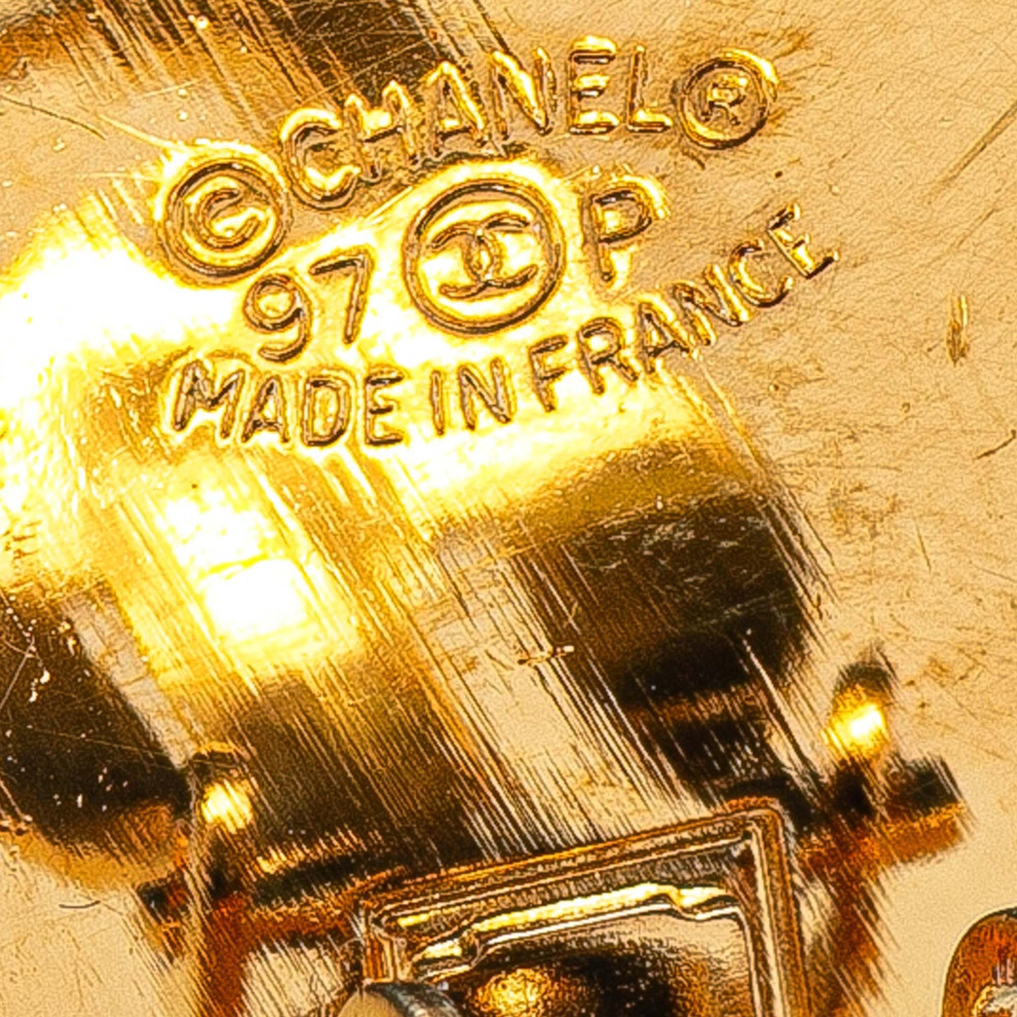 Yellow Chanel Gold Plated and Resin CC Round Clip On Earrings
