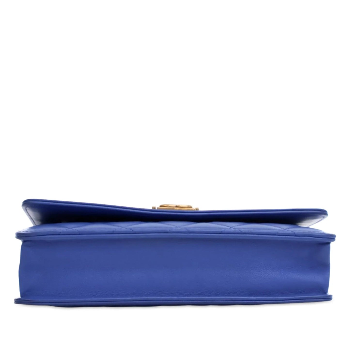 Blue Chanel Quilted Lambskin Boy Wallet On Chain Shoulder Bag
