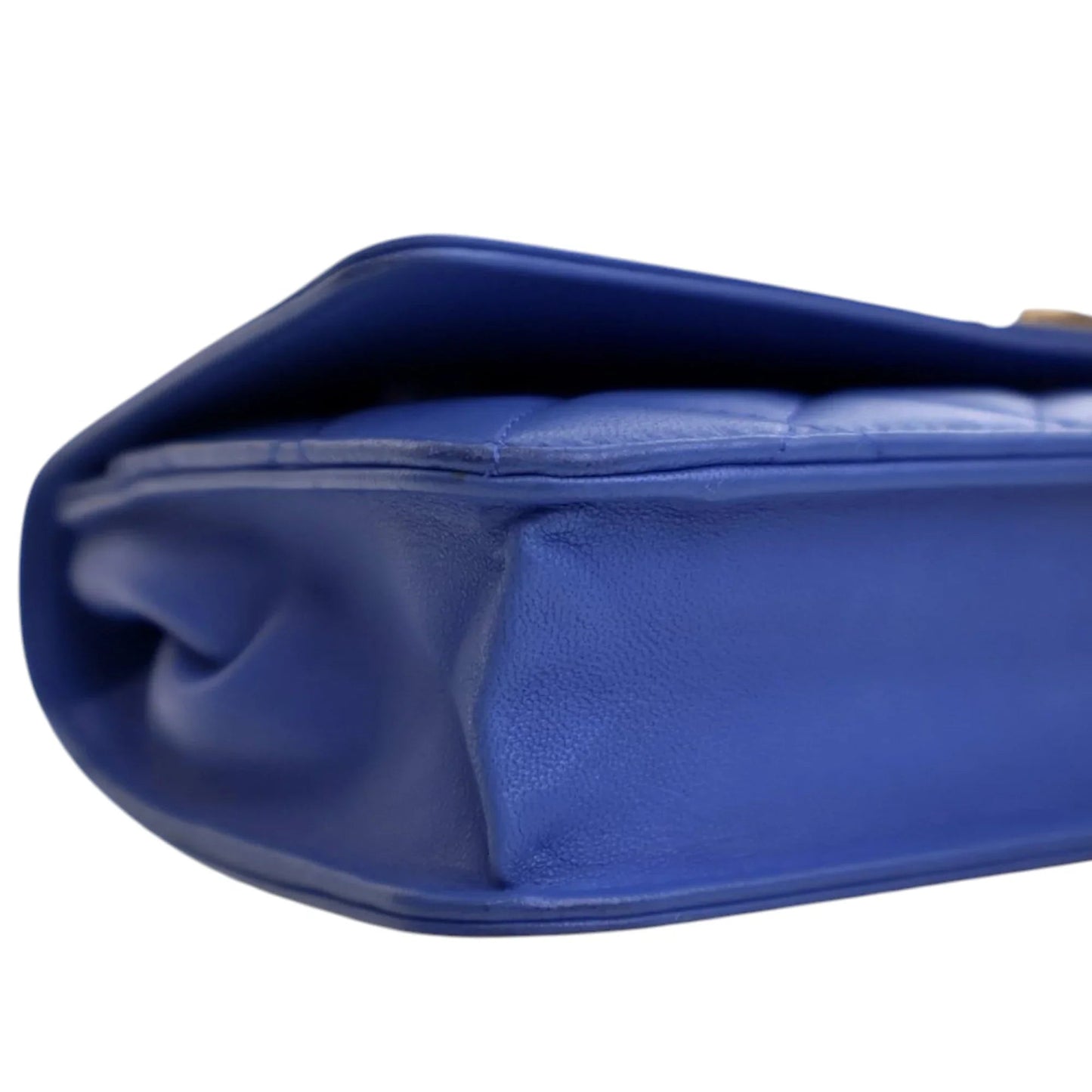 Blue Chanel Quilted Lambskin Boy Wallet On Chain Shoulder Bag