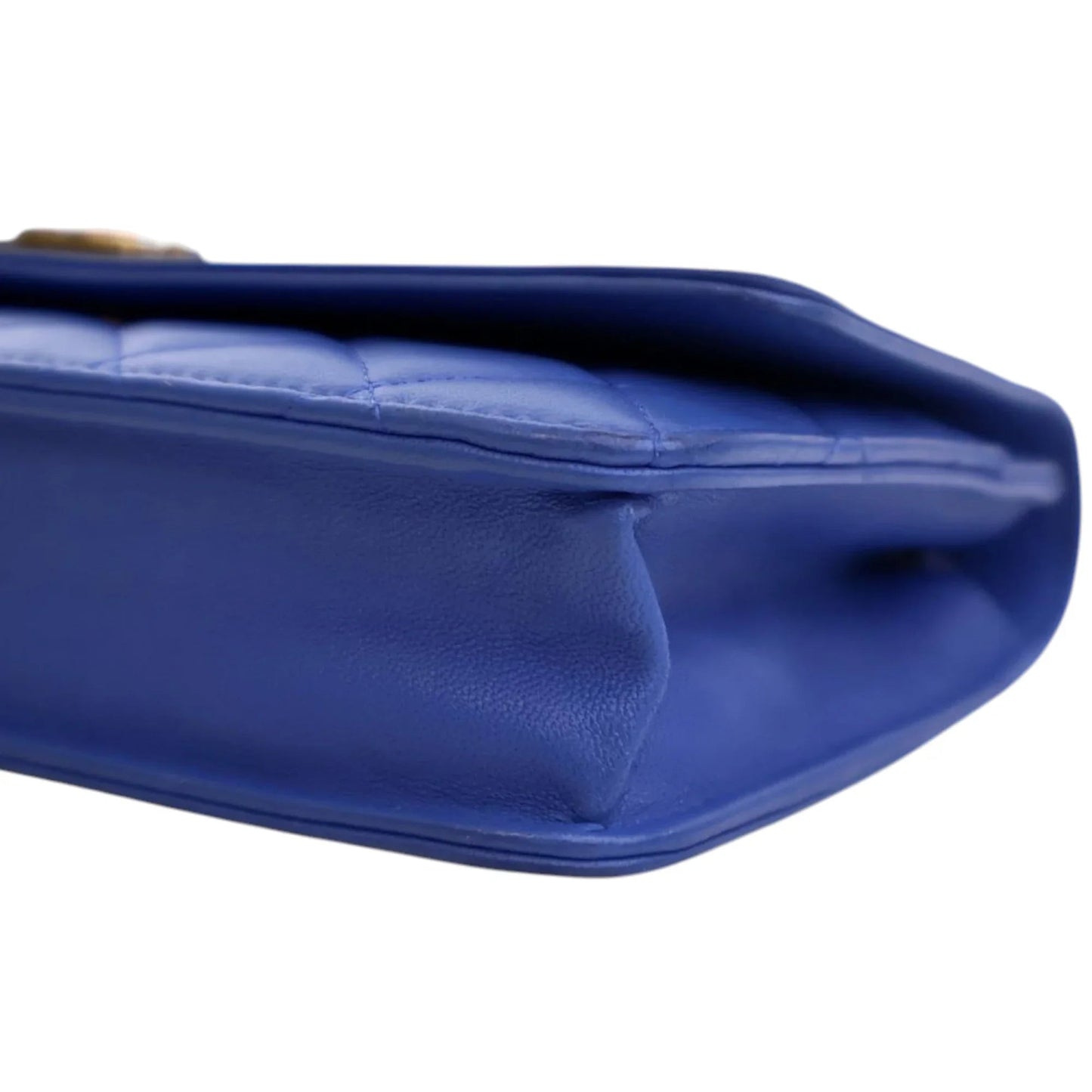 Blue Chanel Quilted Lambskin Boy Wallet On Chain Shoulder Bag