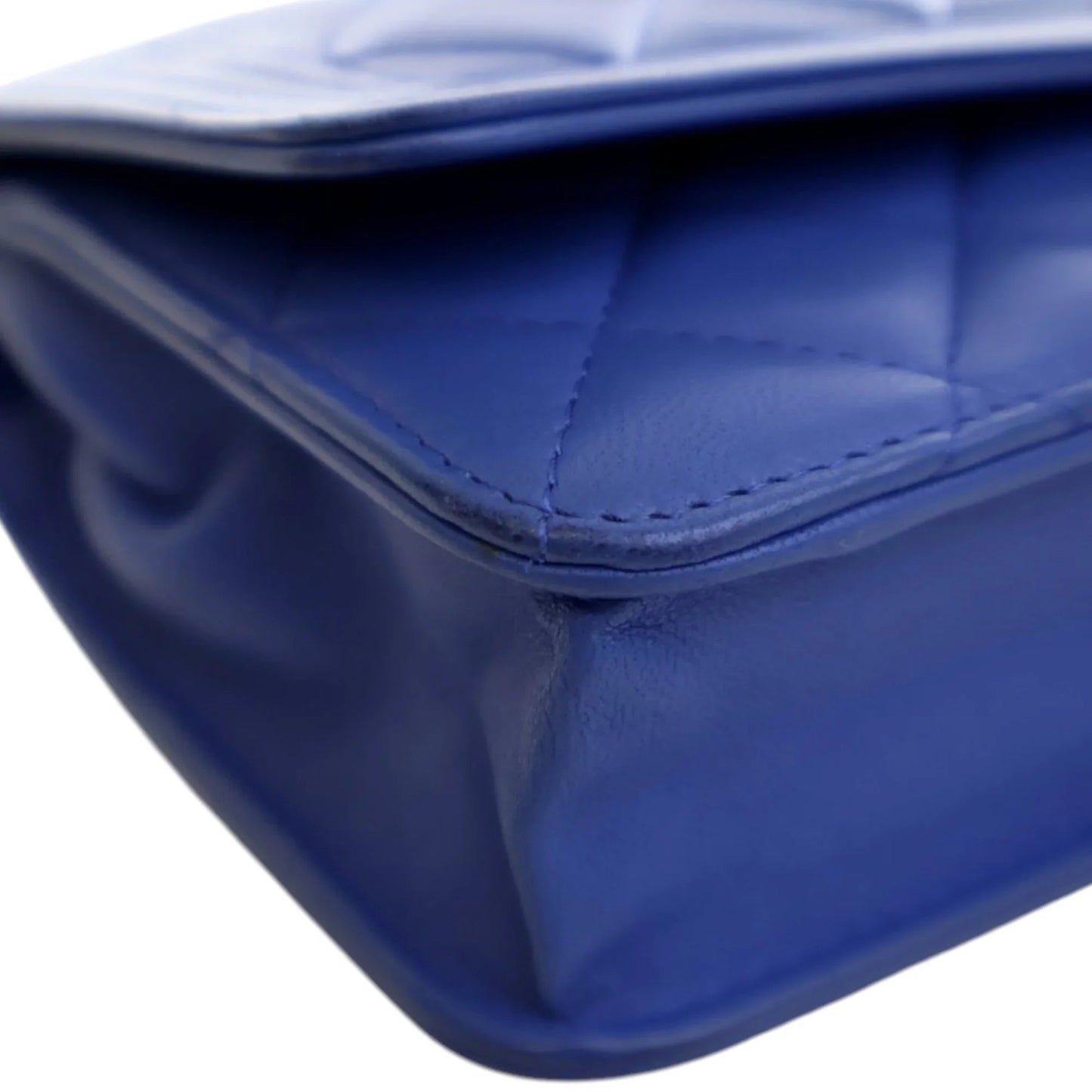 Blue Chanel Quilted Lambskin Boy Wallet On Chain Shoulder Bag