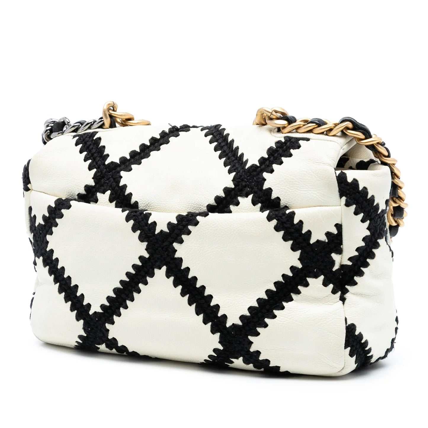 White Chanel Medium Crochet Calfskin 19 Flap Satchel