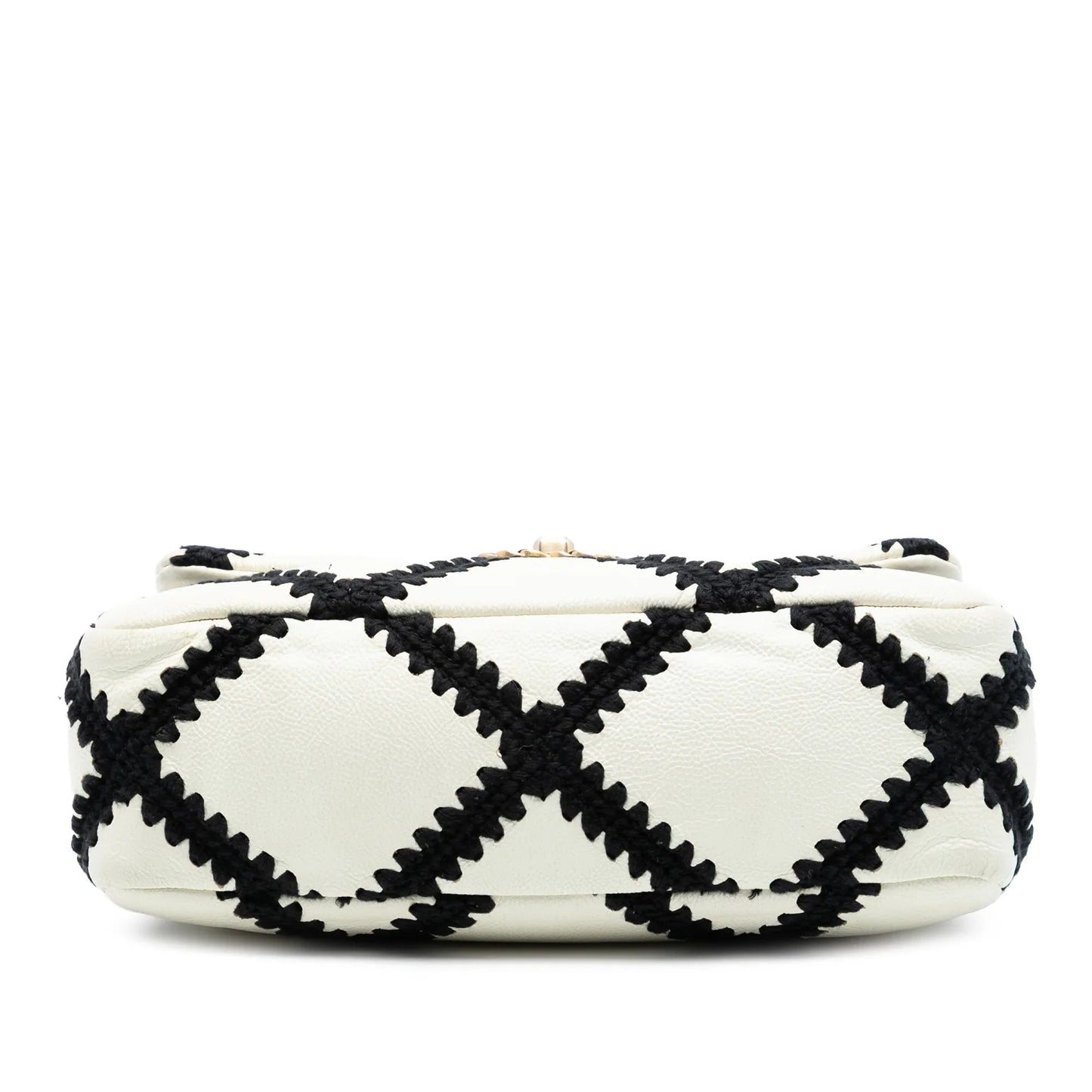White Chanel Medium Crochet Calfskin 19 Flap Satchel