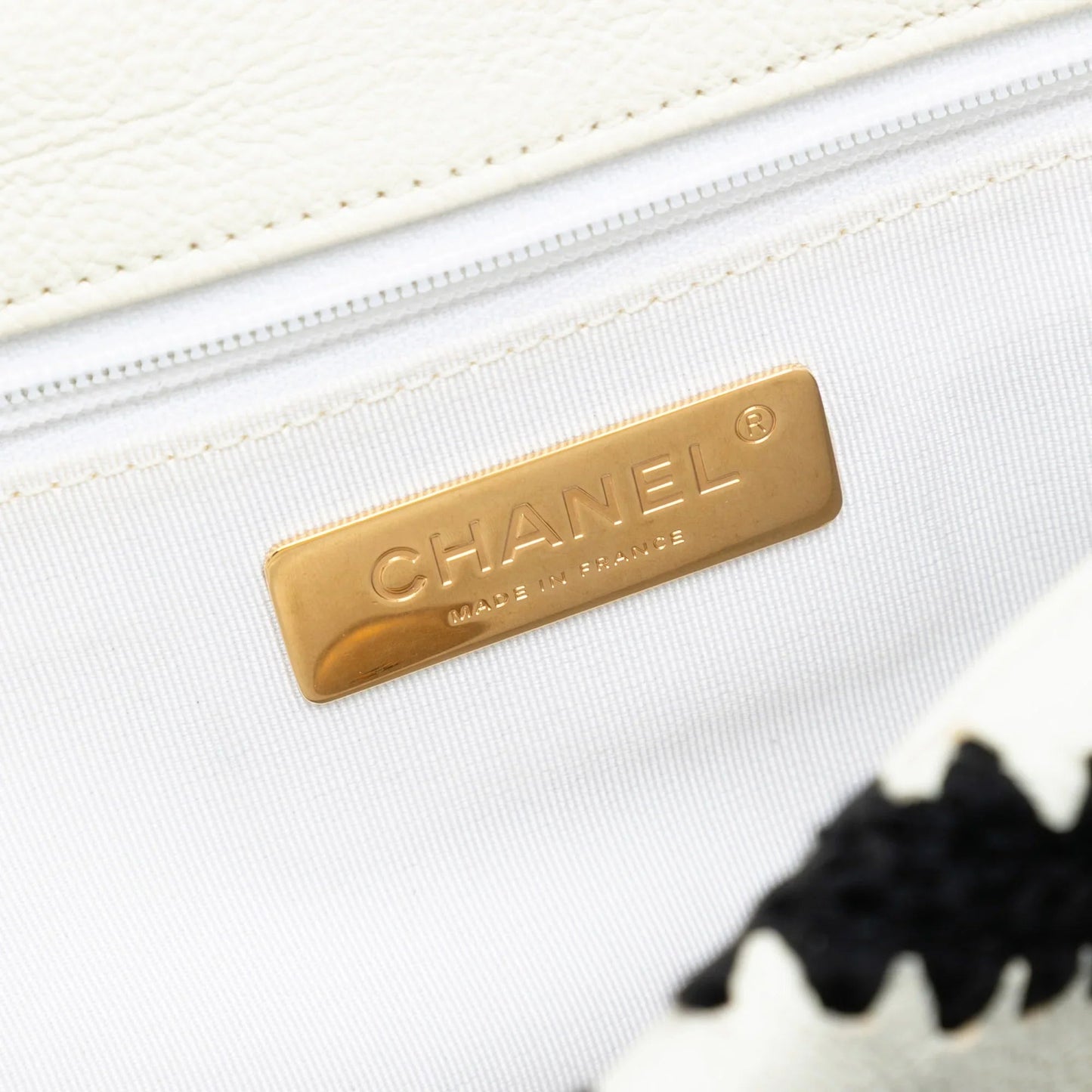 White Chanel Medium Crochet Calfskin 19 Flap Satchel