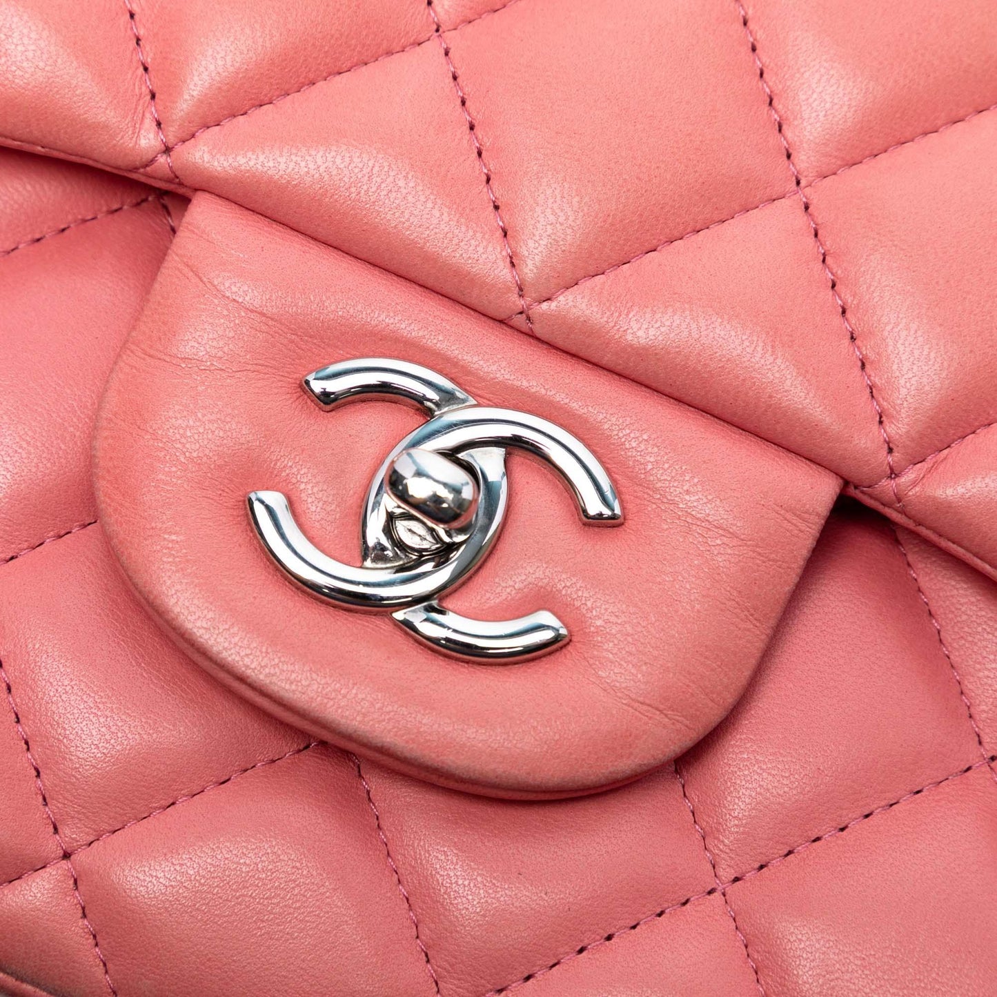 Pink Chanel Jumbo Classic Lambskin Double Flap Shoulder Bag