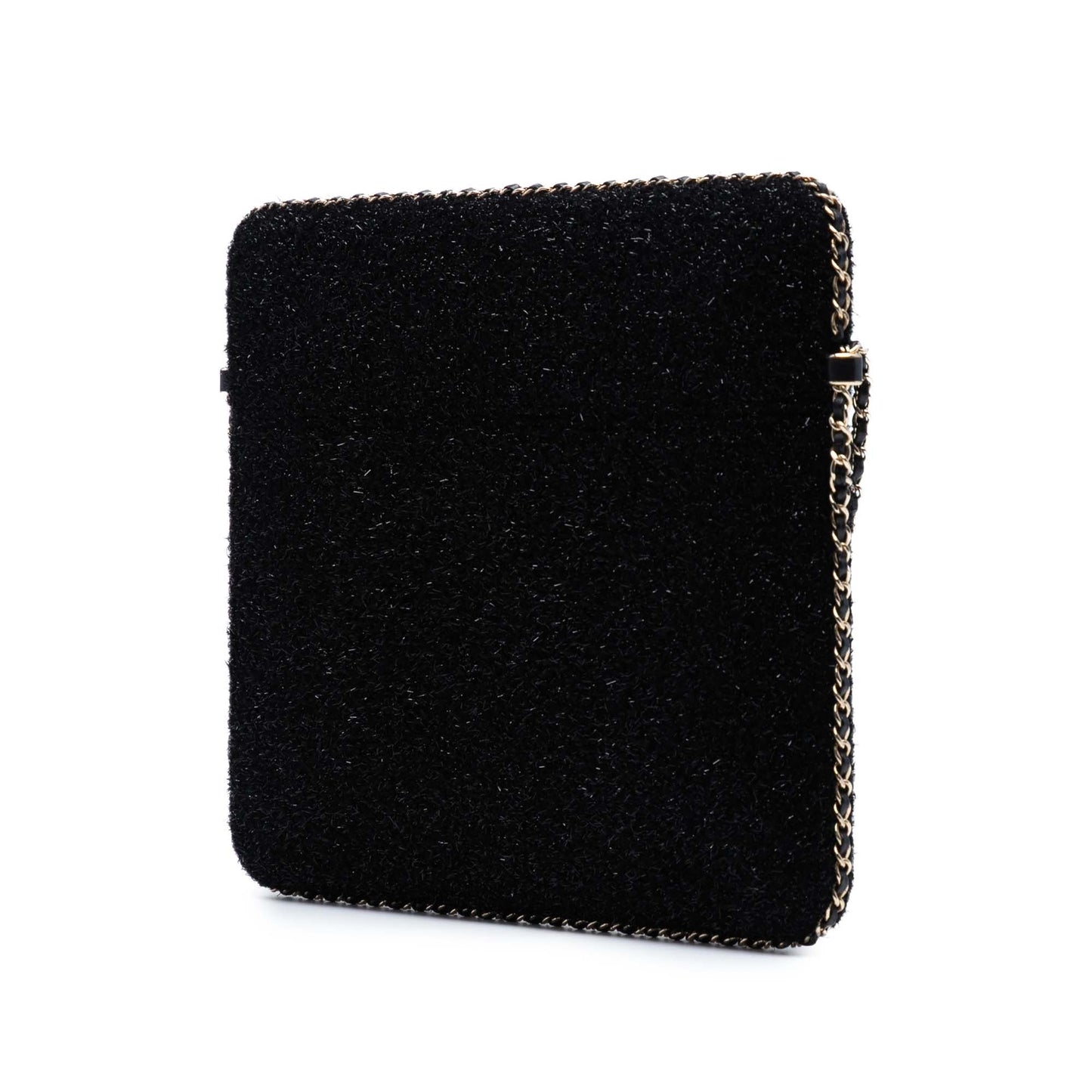 Black Chanel CC Tweed Chain Around Tablet Holder Crossbody