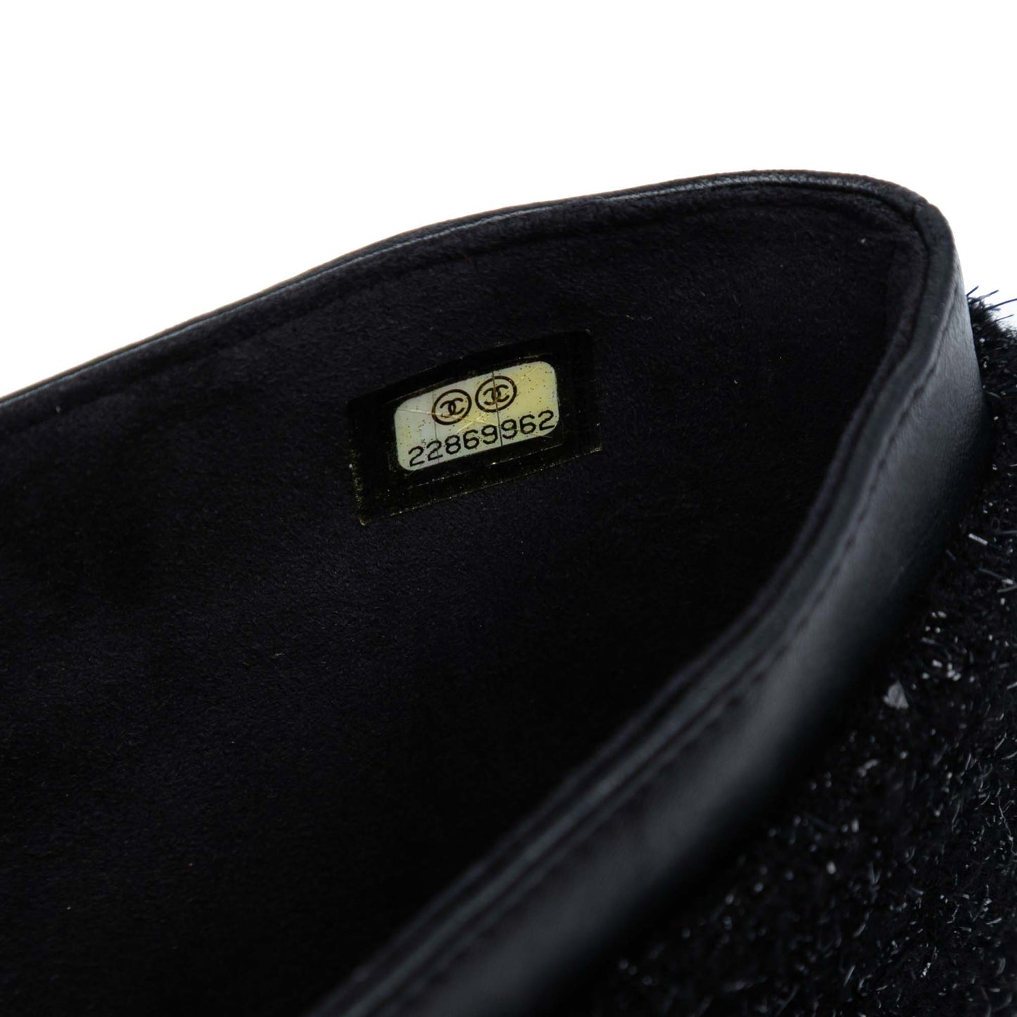 Black Chanel CC Tweed Chain Around Tablet Holder Crossbody