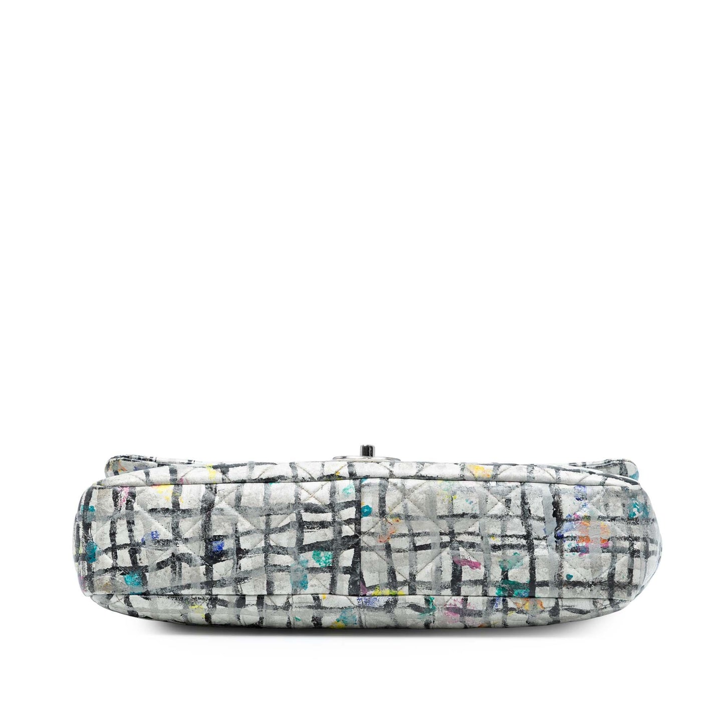 White Chanel Medium Calfskin Hand Painted Graffiti Flap Shoulder Bag