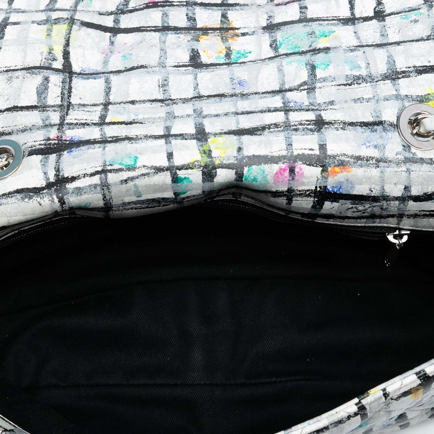 White Chanel Medium Calfskin Hand Painted Graffiti Flap Shoulder Bag