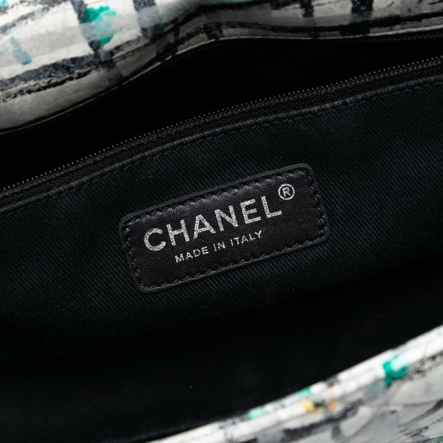 White Chanel Medium Calfskin Hand Painted Graffiti Flap Shoulder Bag
