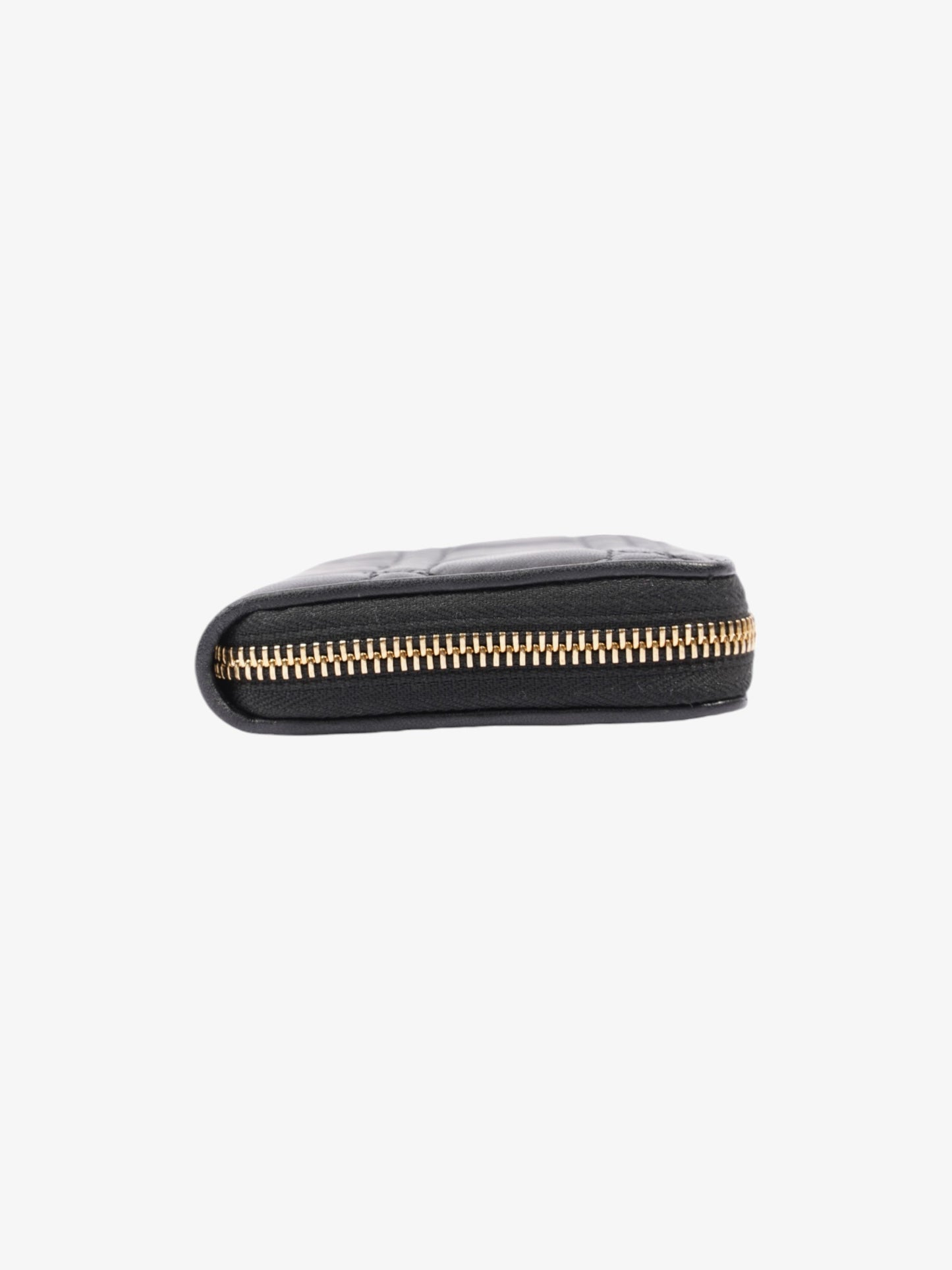 Christian Dior Cannage Zip Around Wallet Black / Gold Lambskin Leather