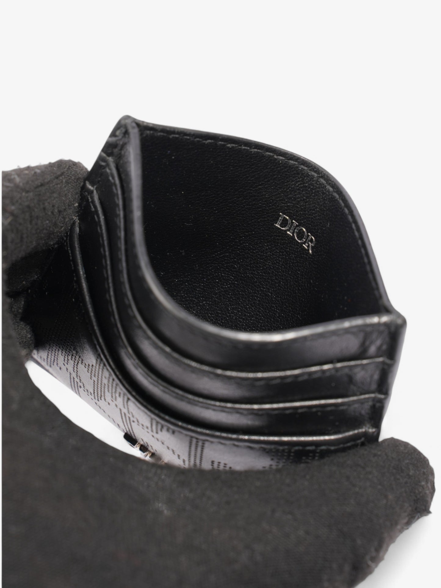 Christian Dior Oblique Galaxy Card Holder Black Leather