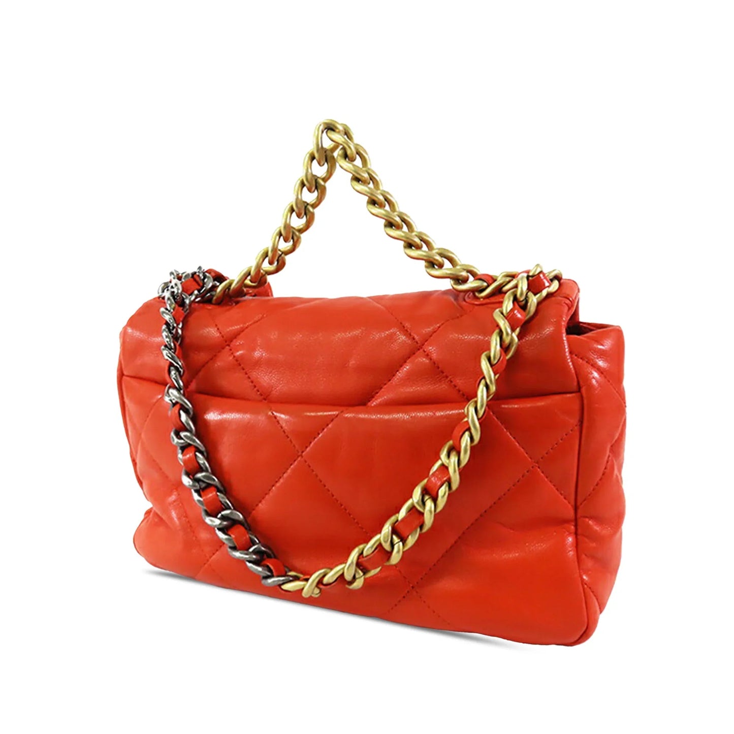 Orange Chanel Medium Lambskin 19 Flap Satchel
