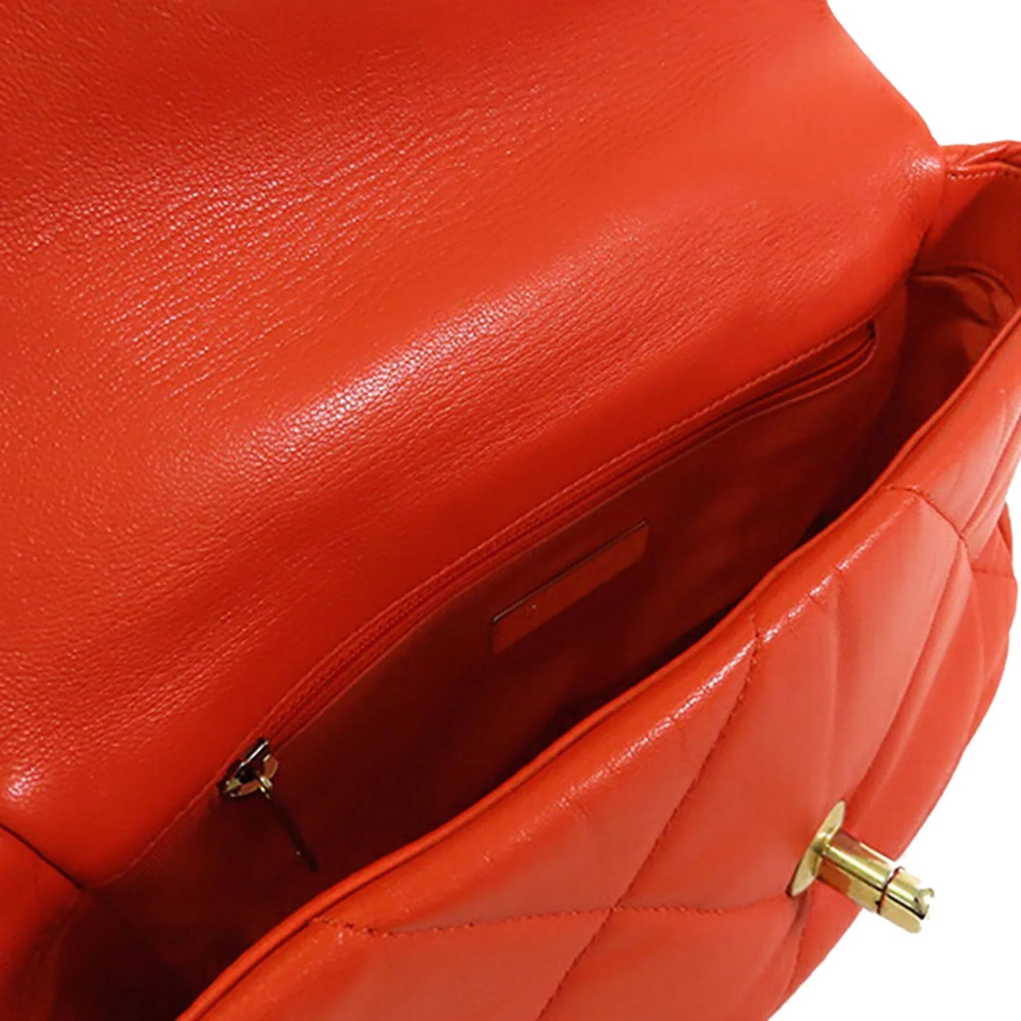 Orange Chanel Medium Lambskin 19 Flap Satchel