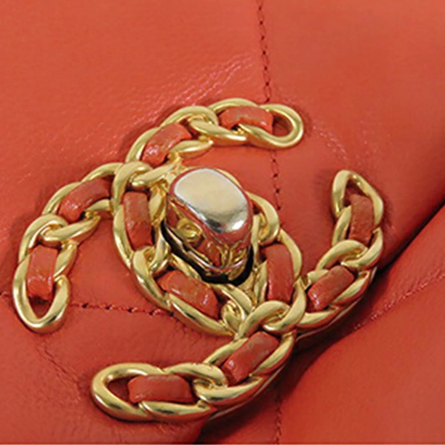 Orange Chanel Medium Lambskin 19 Flap Satchel