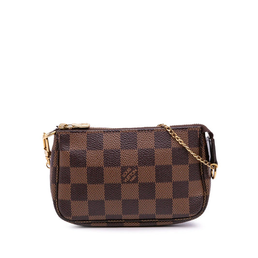 Brown Louis Vuitton Damier Ebene Mini Pochette Accessoires Handbag