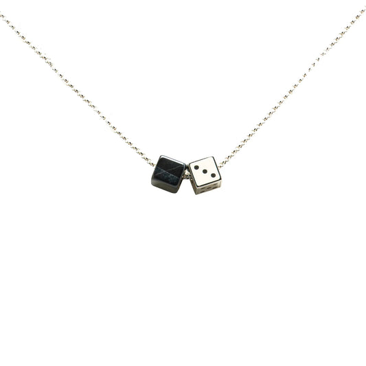 Silver Louis Vuitton Silver Plated Enamel Game On Dice Pendant Necklace