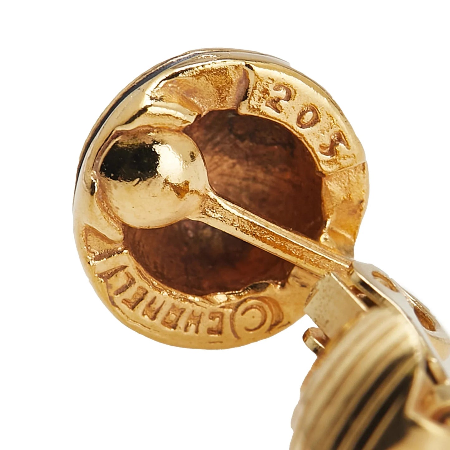Gold Chanel Gold Plated CC Button Clip On Earrings