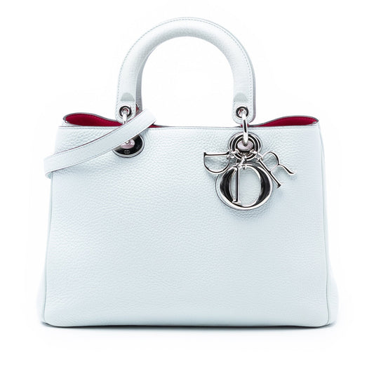 Blue Dior Medium Leather Diorissimo Satchel