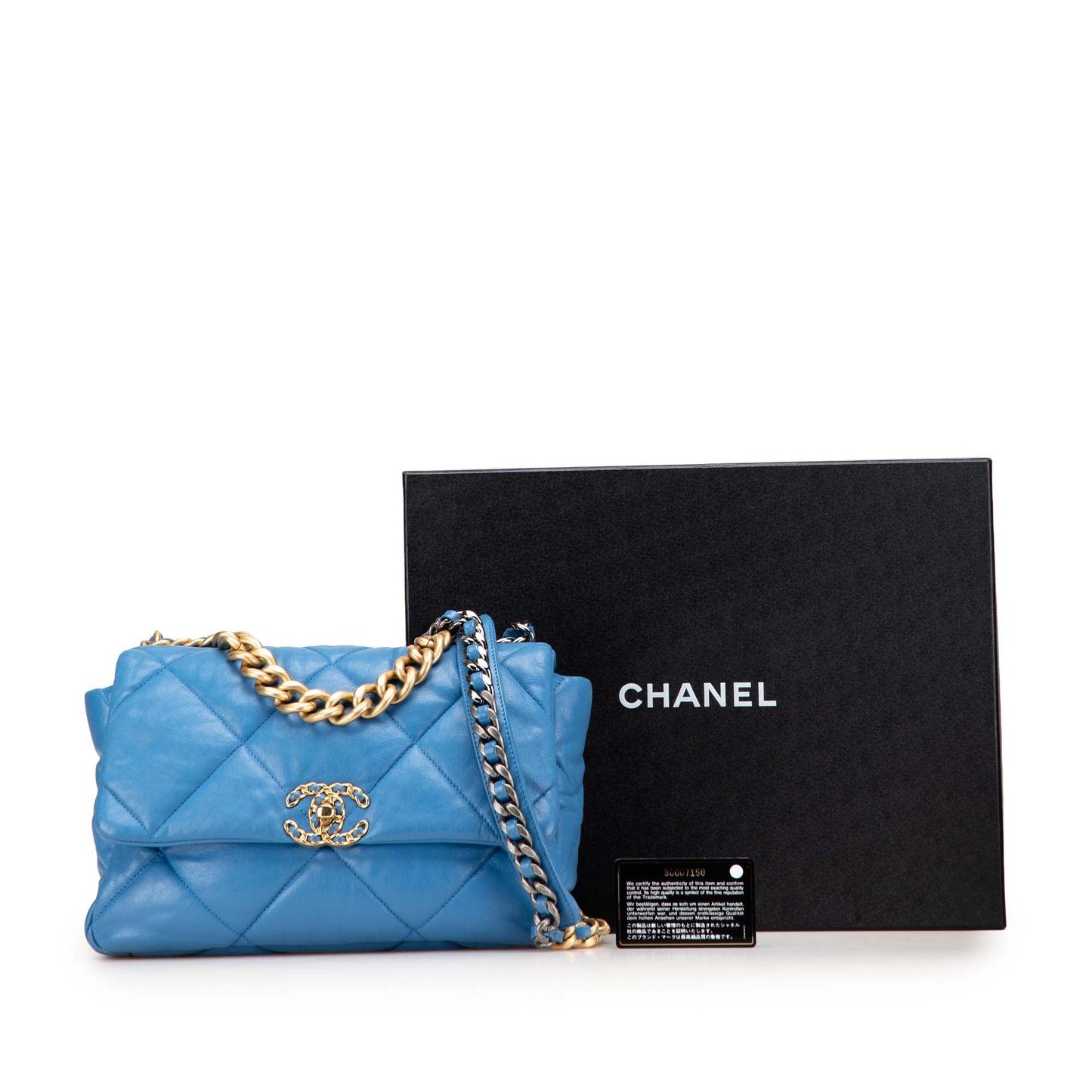 Blue Chanel Large Lambskin 19 Flap Satchel