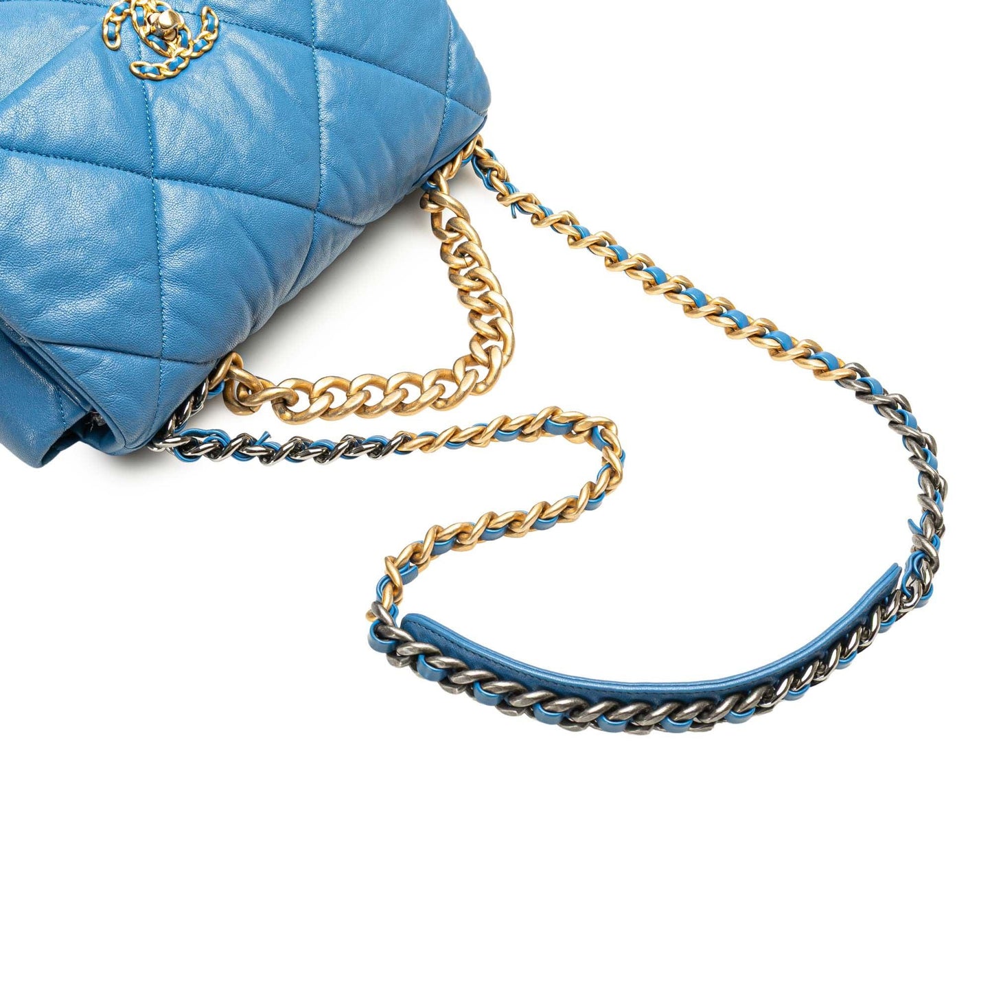 Blue Chanel Large Lambskin 19 Flap Satchel