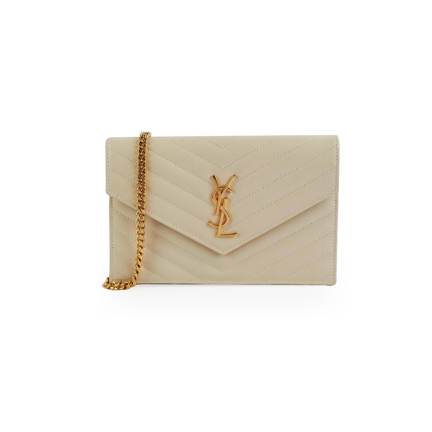 Saint Laurent Cassandre Envelope Cream Wallet On Chain WOC