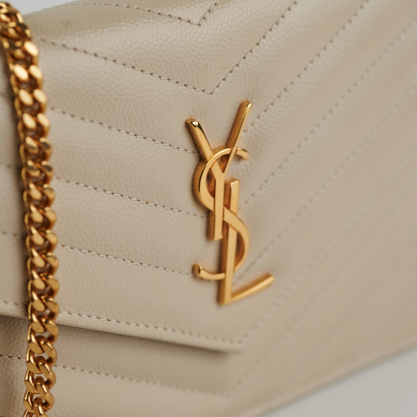 Saint Laurent Cassandre Envelope Cream Wallet On Chain WOC