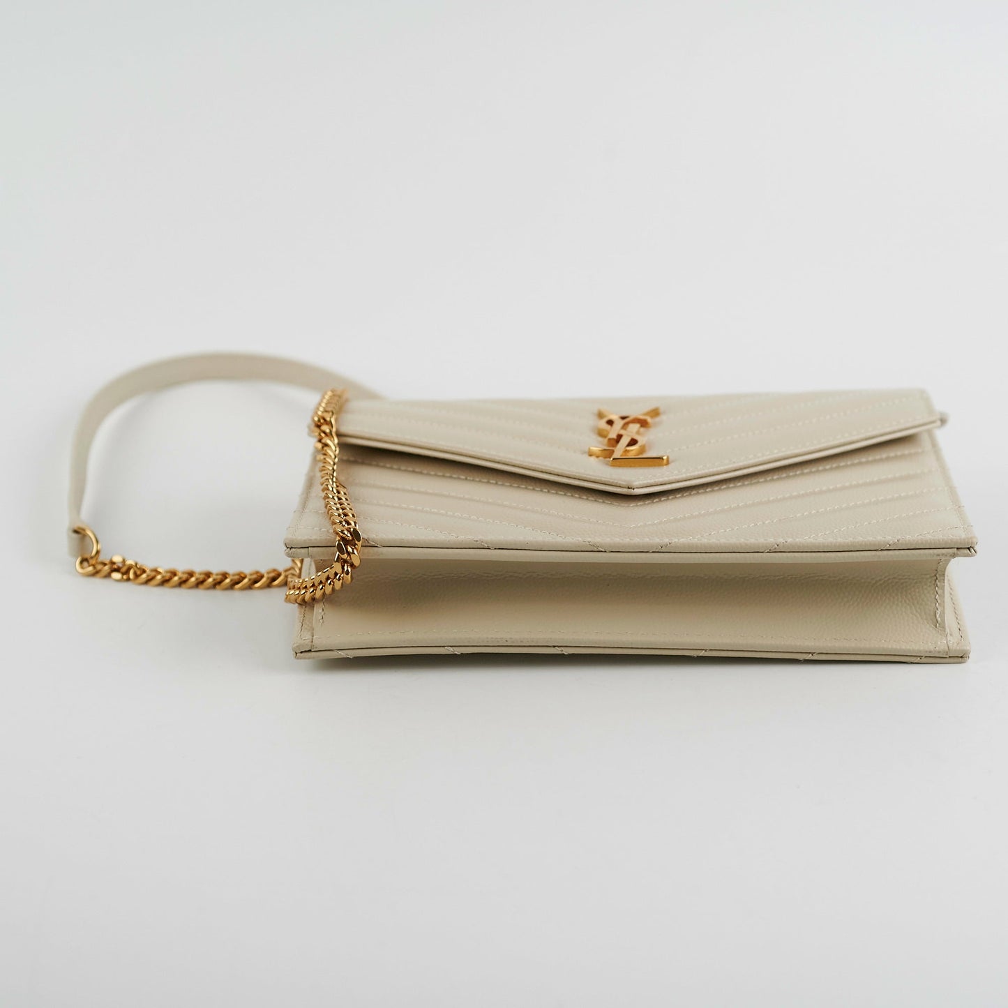 Saint Laurent Cassandre Envelope Cream Wallet On Chain WOC