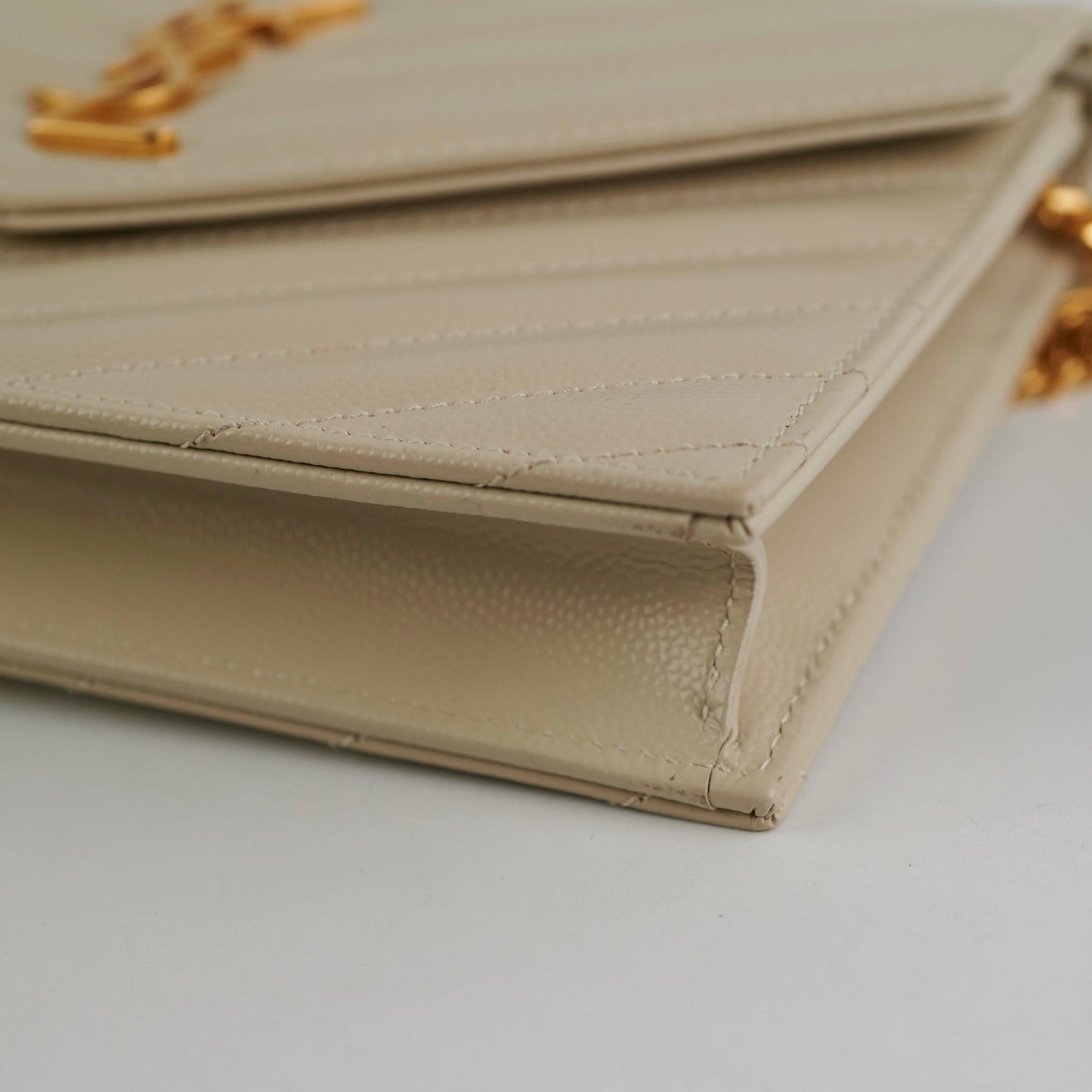 Saint Laurent Cassandre Envelope Cream Wallet On Chain WOC