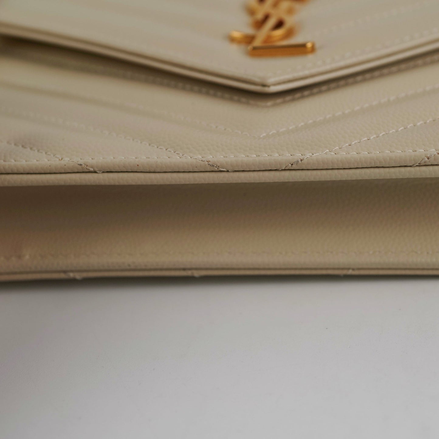 Saint Laurent Cassandre Envelope Cream Wallet On Chain WOC