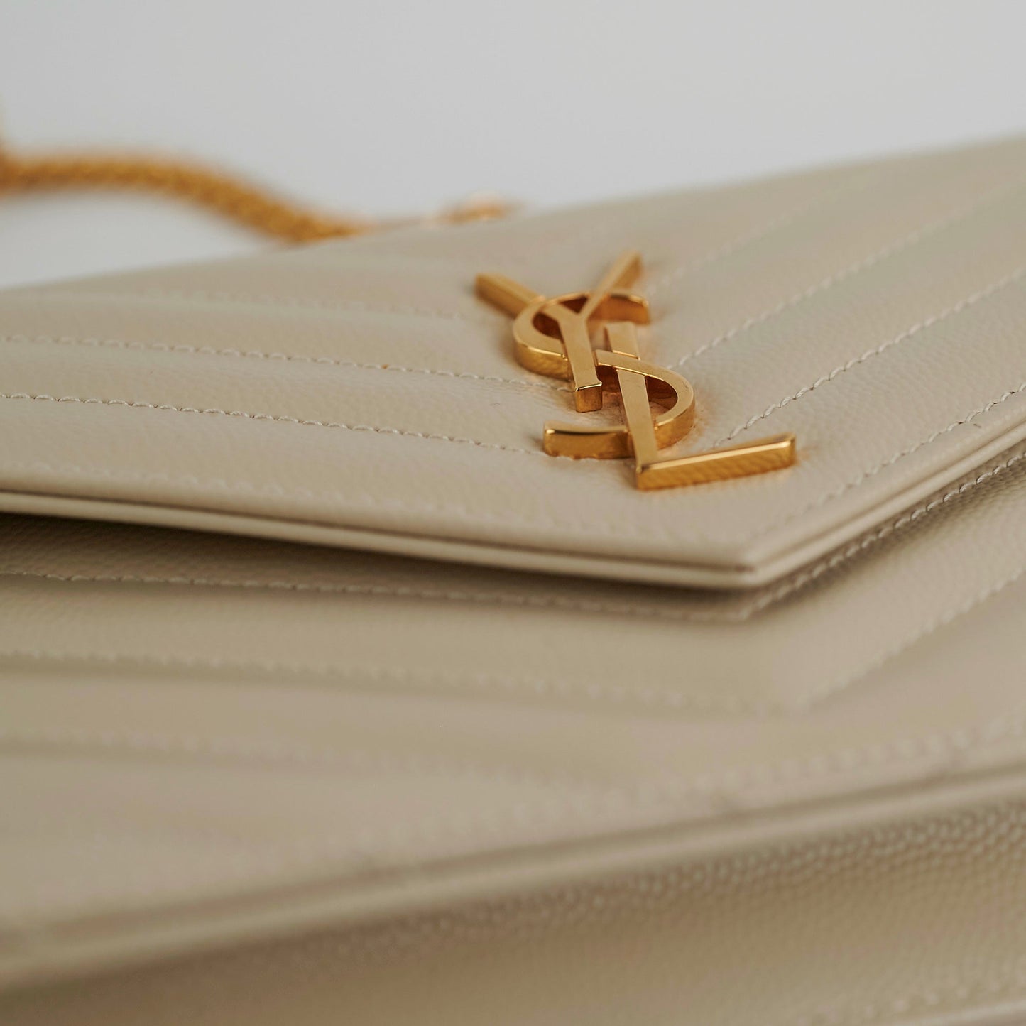 Saint Laurent Cassandre Envelope Cream Wallet On Chain WOC