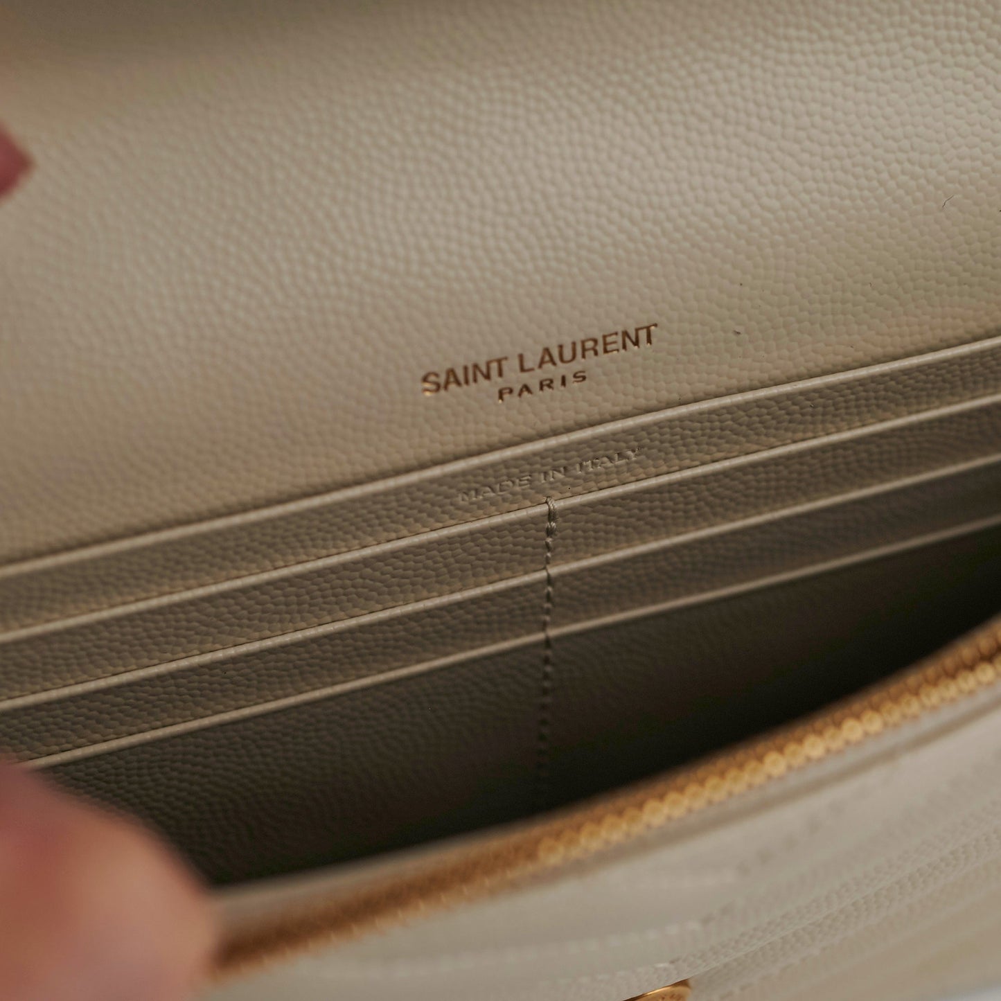 Saint Laurent Cassandre Envelope Cream Wallet On Chain WOC