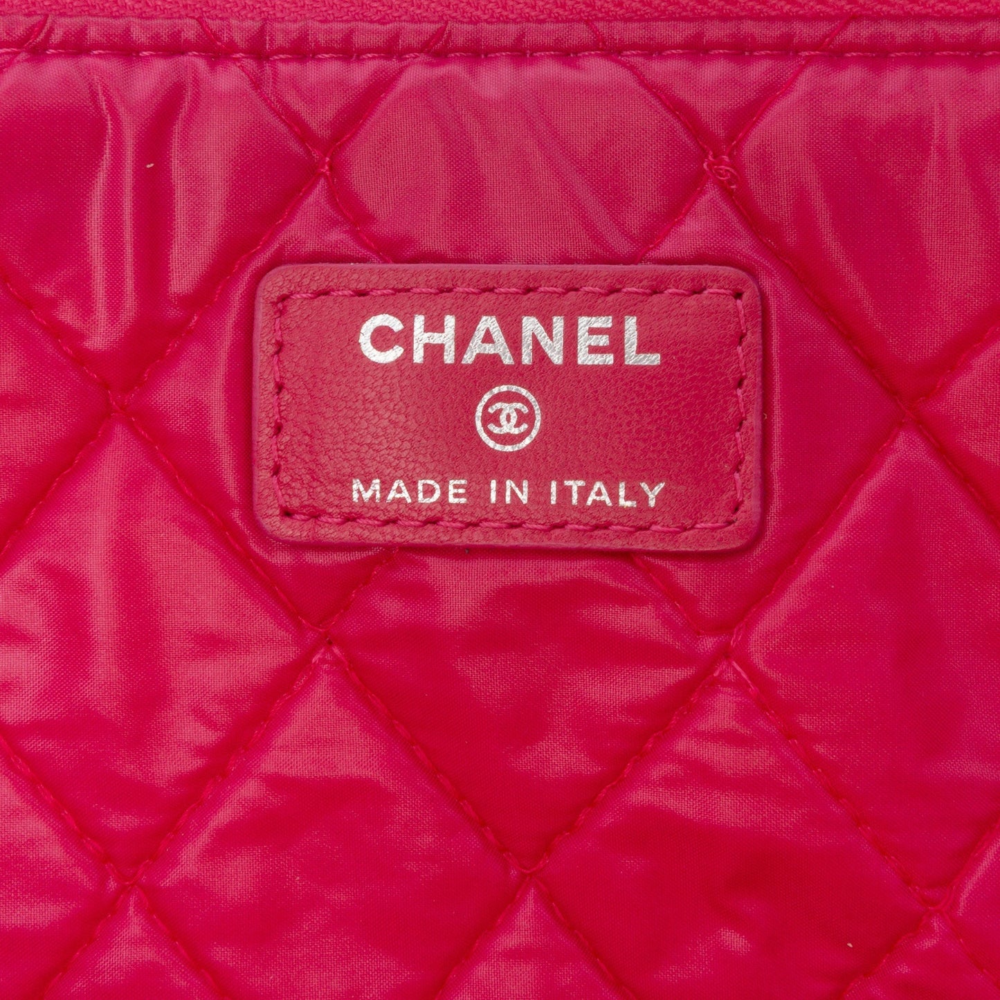 Pink Chanel Large Quilted Lambskin O Case Clutch