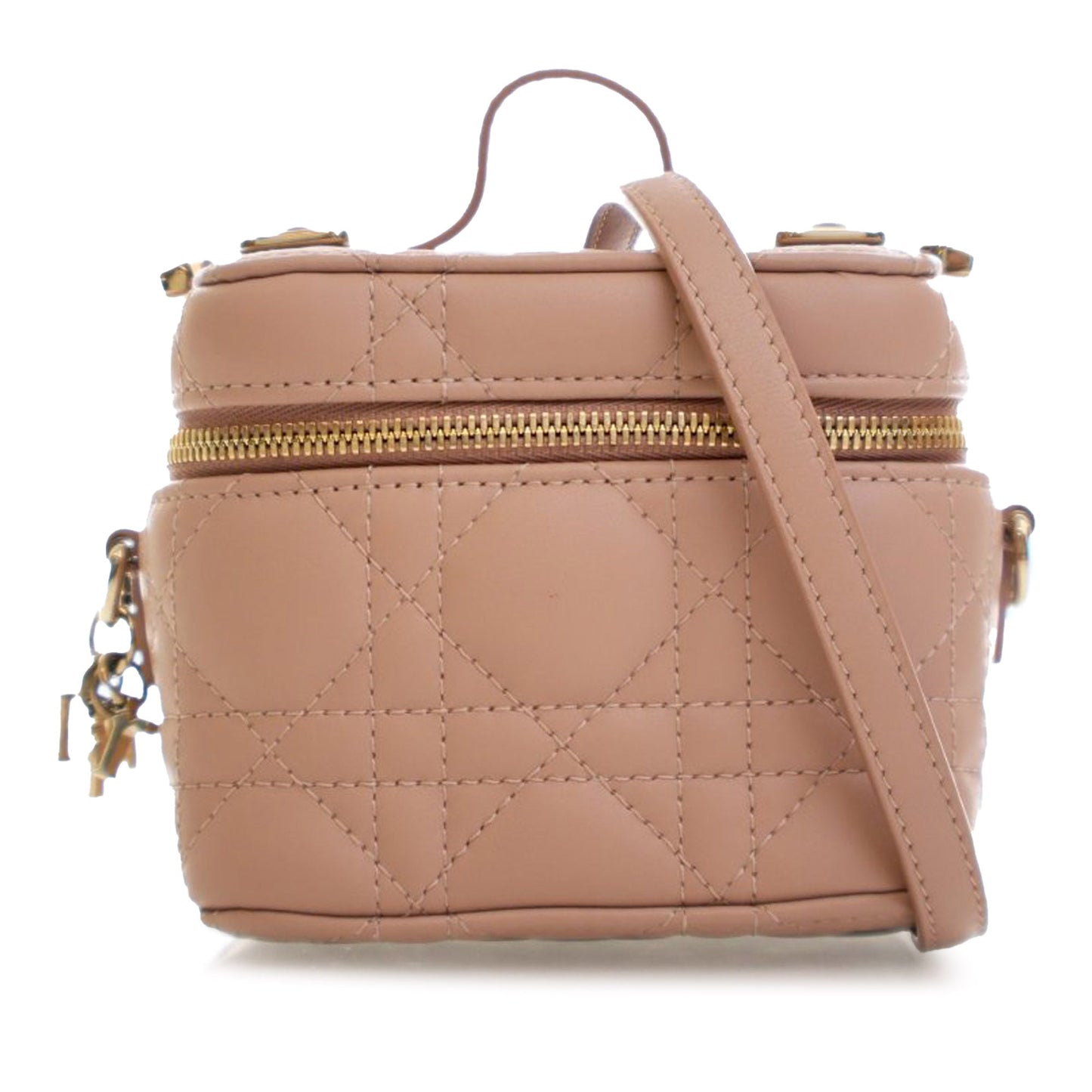 Brown Dior Micro Lambskin Cannage Lady Dior Vanity Case Satchel
