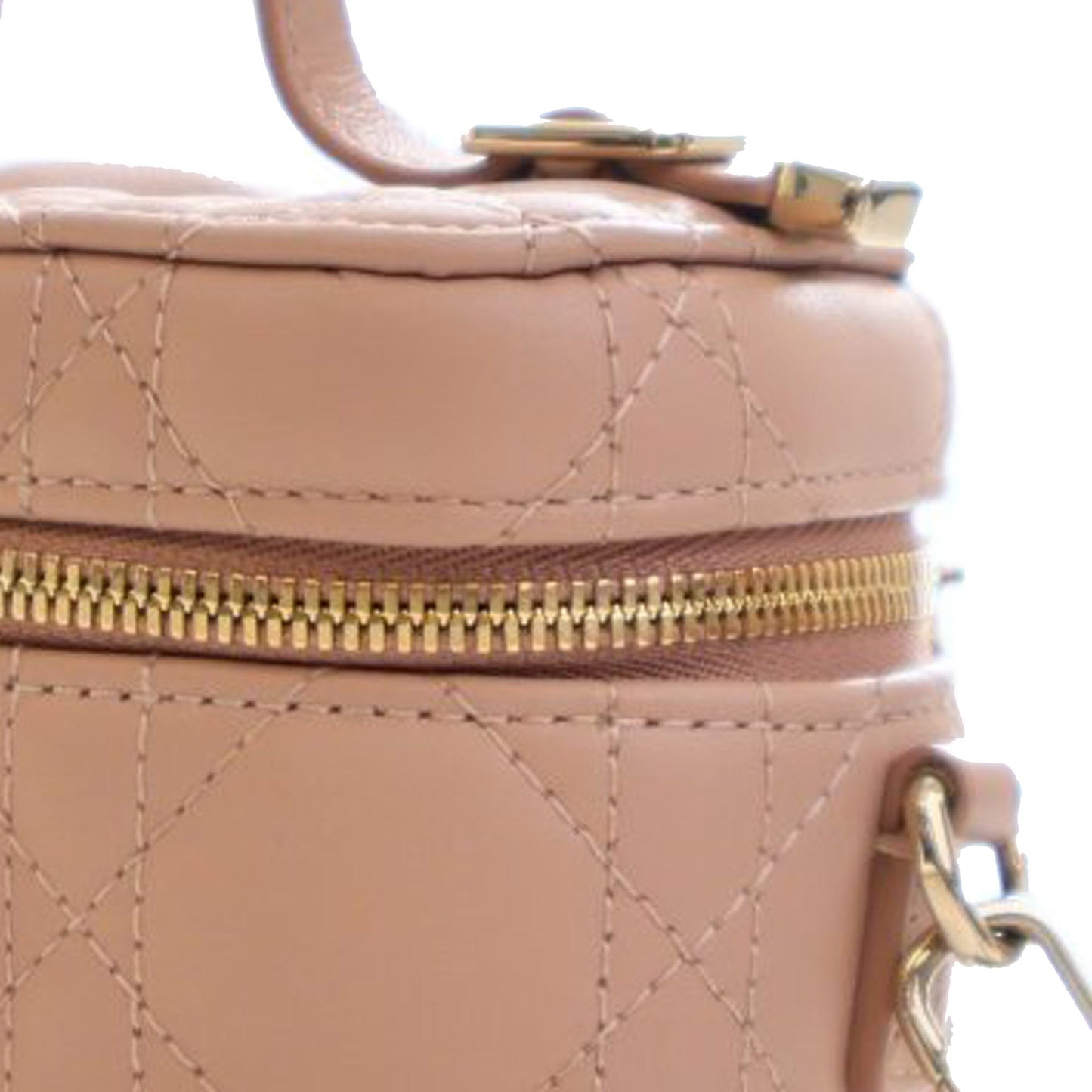 Brown Dior Micro Lambskin Cannage Lady Dior Vanity Case Satchel
