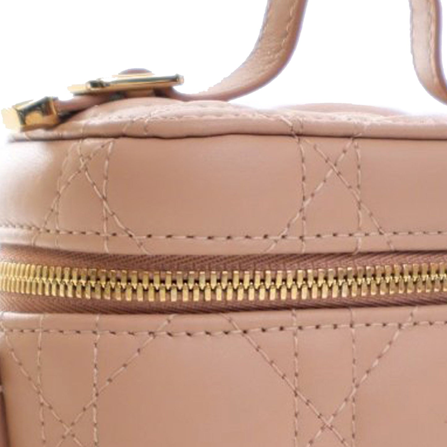 Brown Dior Micro Lambskin Cannage Lady Dior Vanity Case Satchel