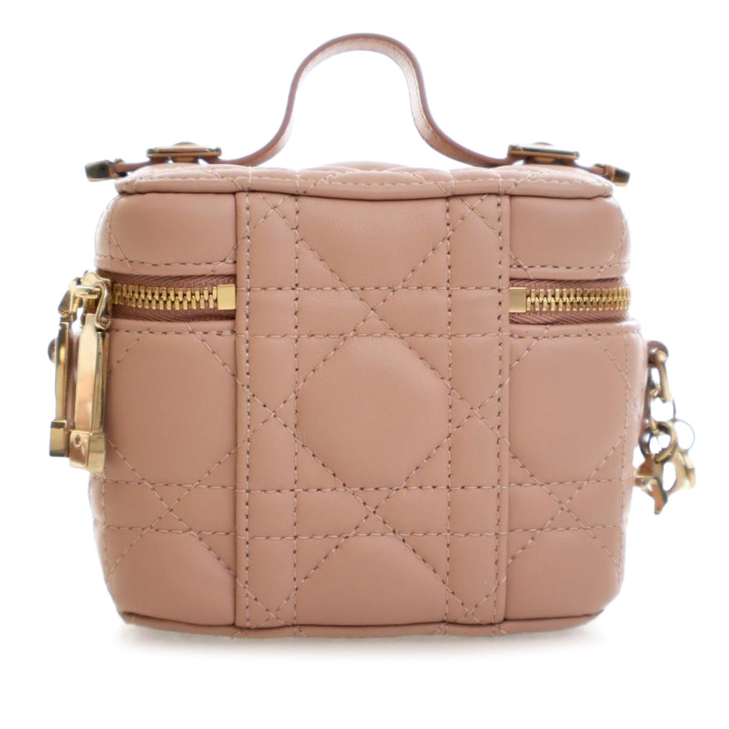 Brown Dior Micro Lambskin Cannage Lady Dior Vanity Case Satchel