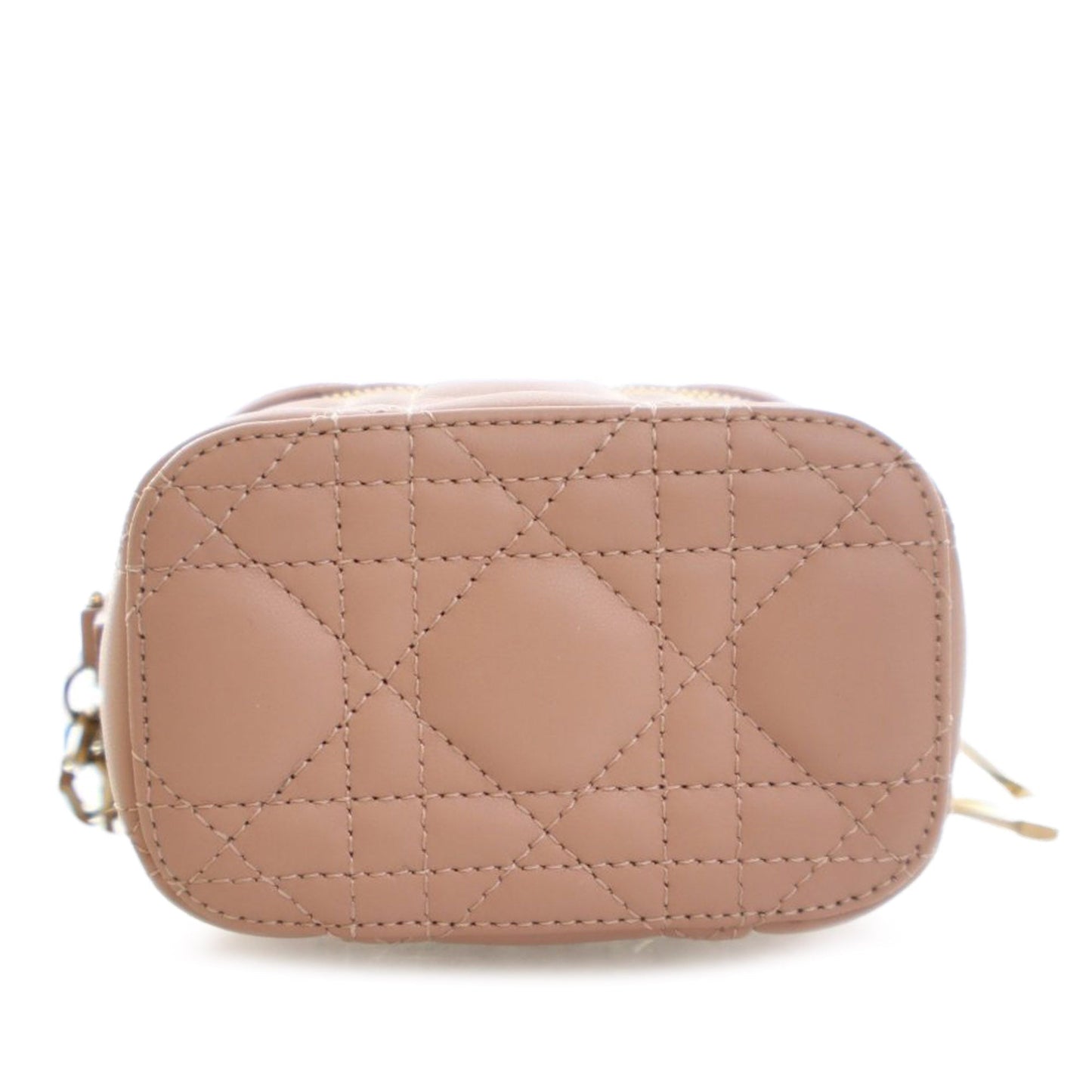 Brown Dior Micro Lambskin Cannage Lady Dior Vanity Case Satchel