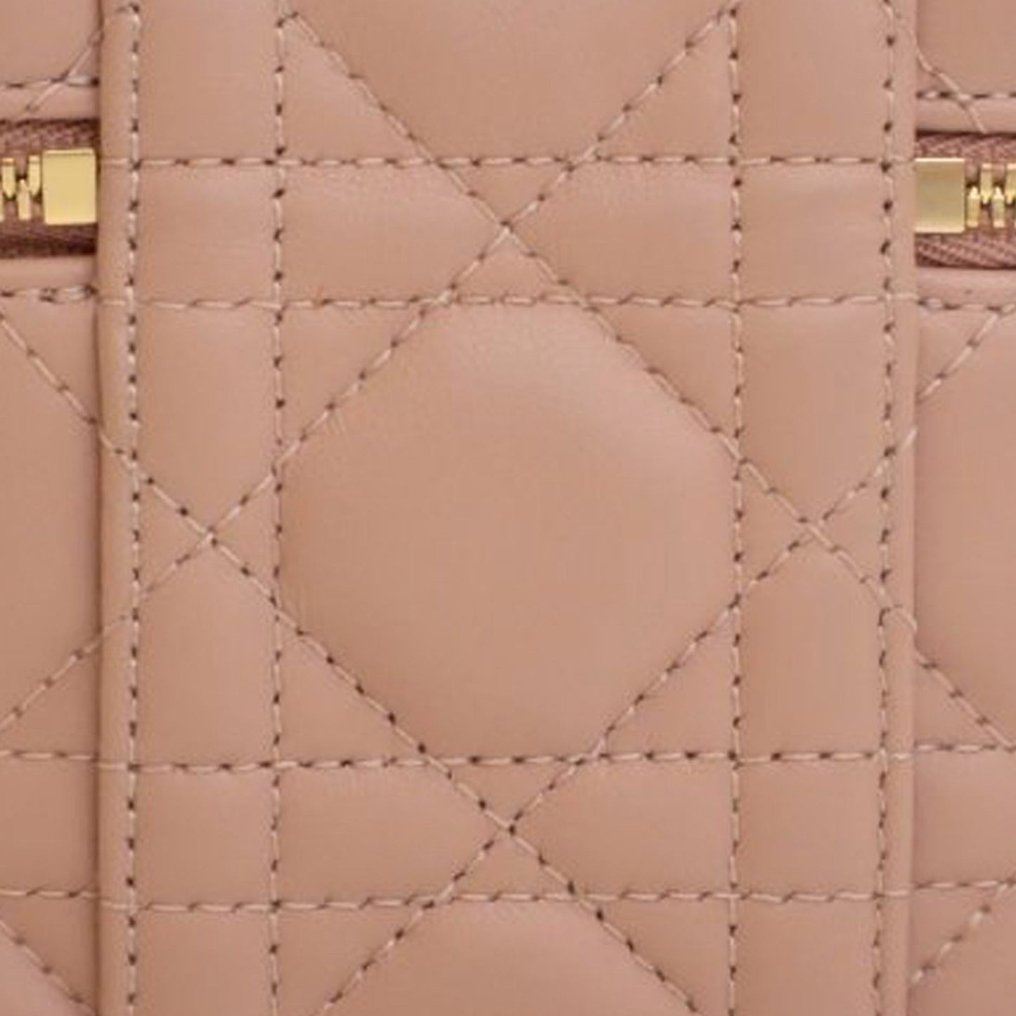 Brown Dior Micro Lambskin Cannage Lady Dior Vanity Case Satchel